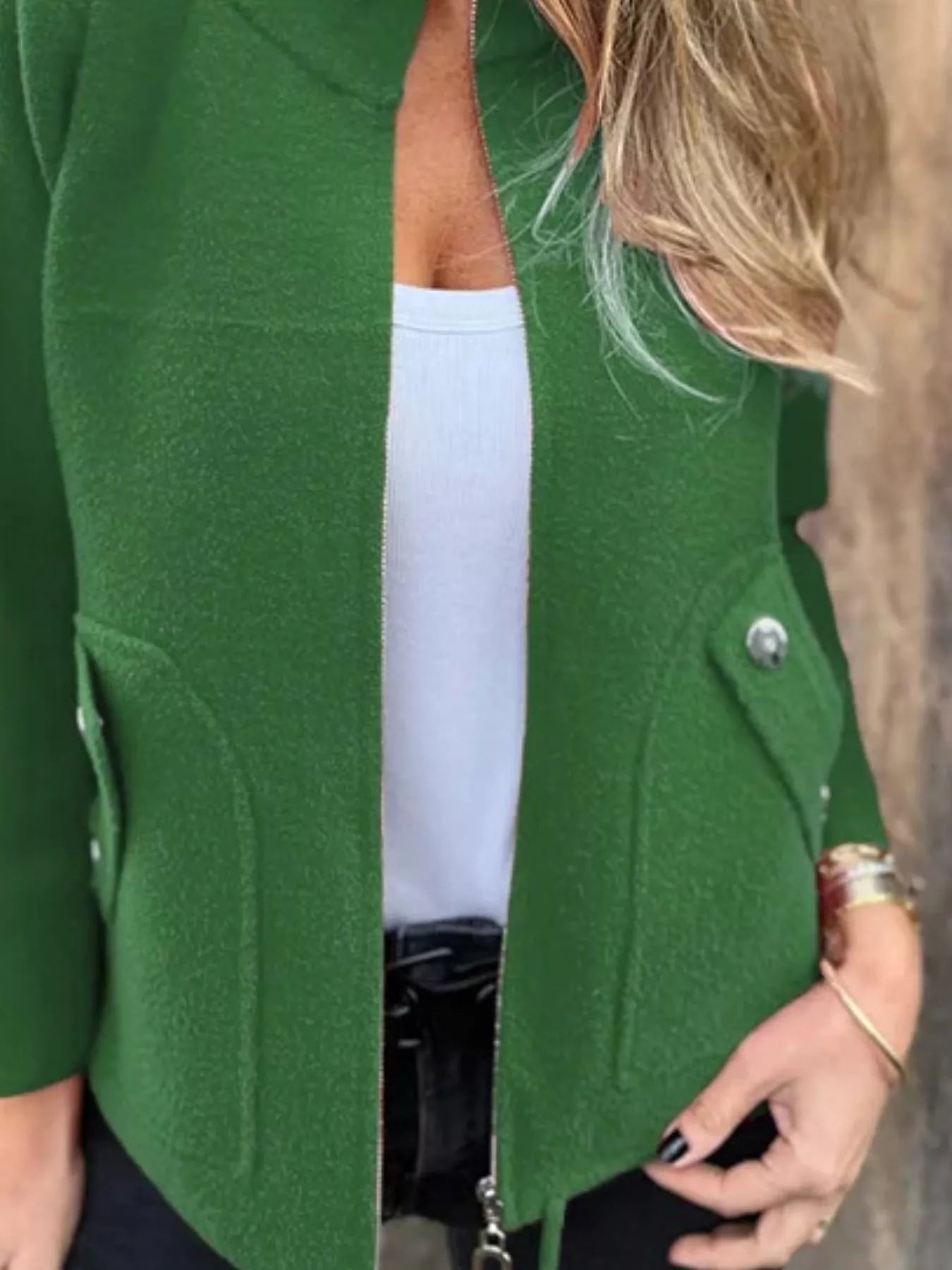 Full Size Textured Knit Zip Up Outerwear Plus Size