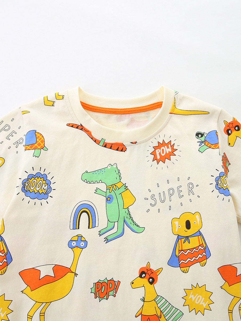 Children's Cartoon Animal Print Tee and Shorts Set