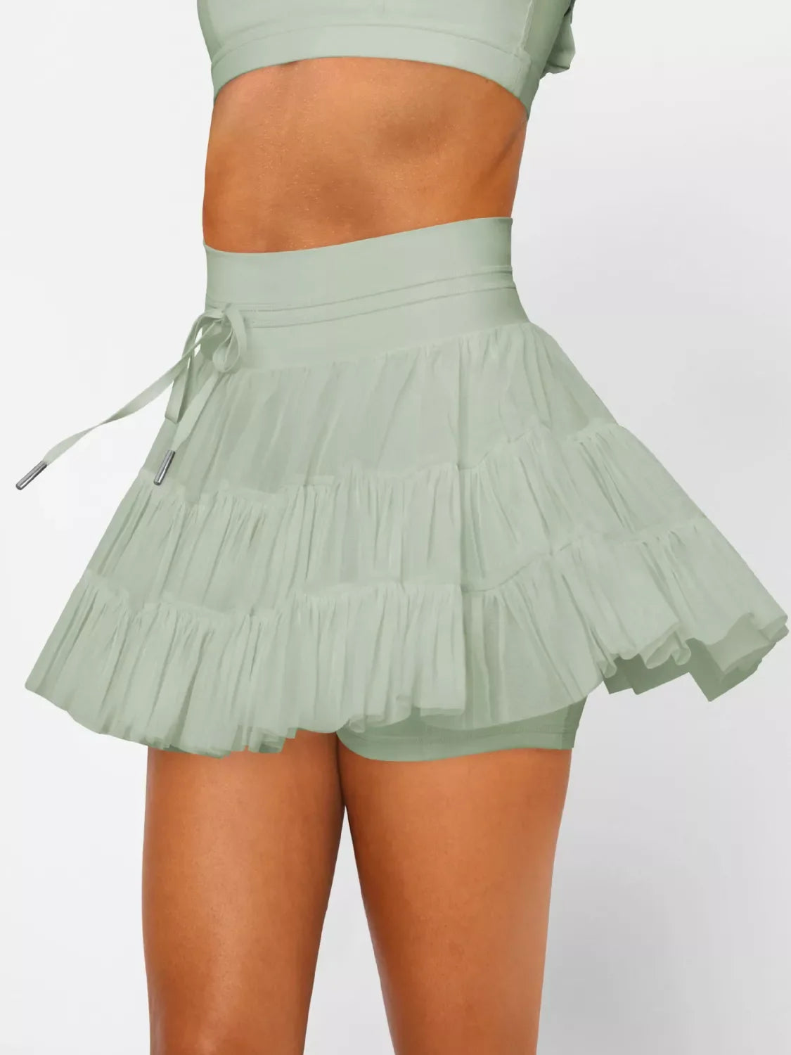 Tiered Skort with Drawstring