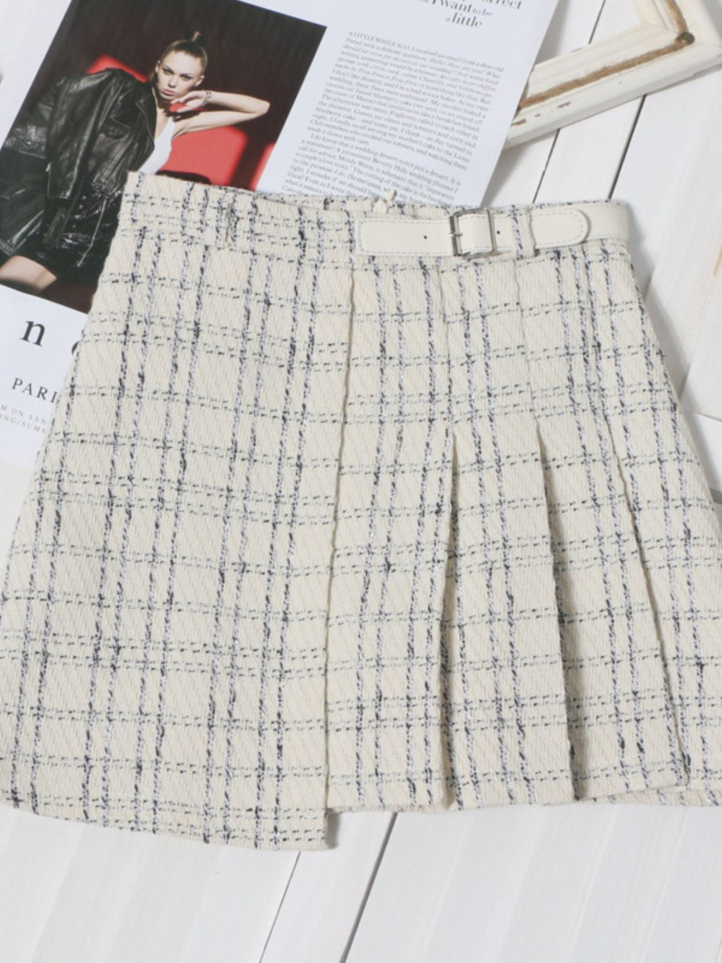 Pleated Plaid Mini Skirt