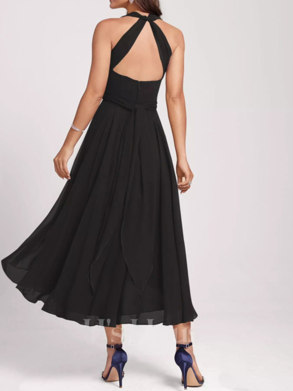 Ruched A-Line Midi Dress