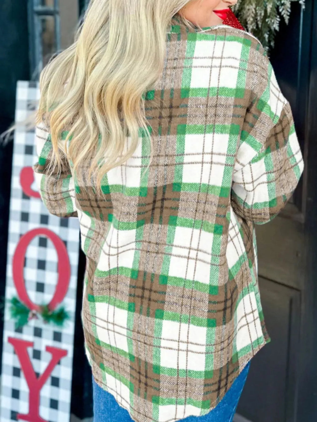 Plaid Button-Down Long Sleeve Shacket