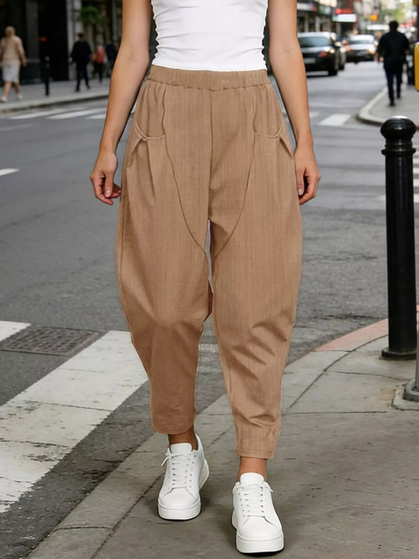 Plus Size Casual Elastic Waist Harem Pants