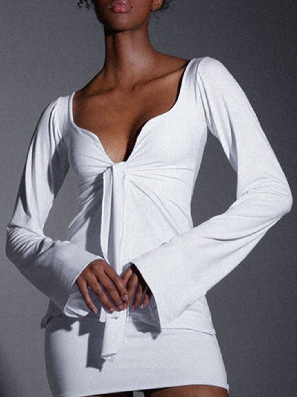 Tie-Front Long Sleeve T-Shirt