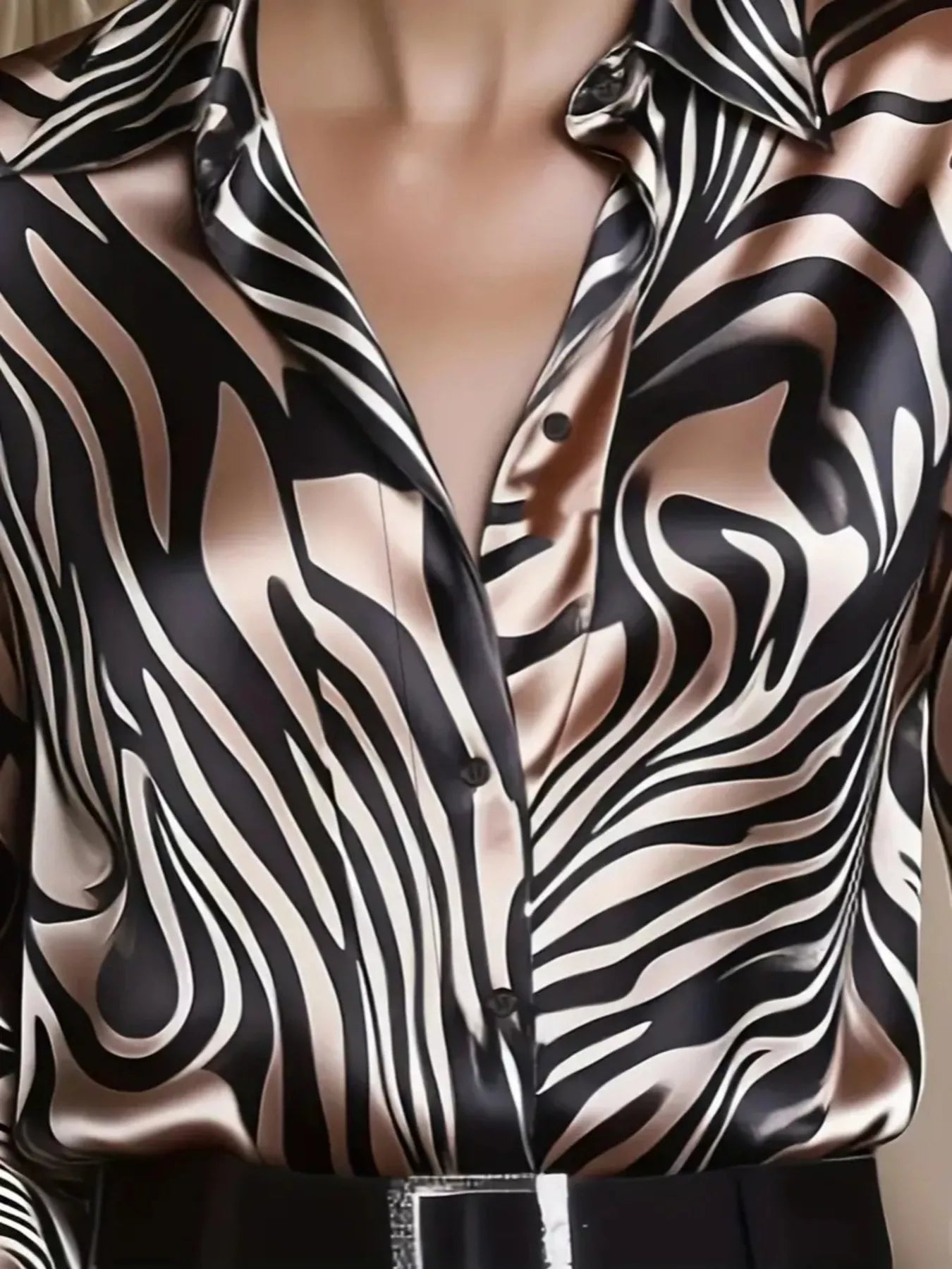 Zebra Print Button Up Shirt