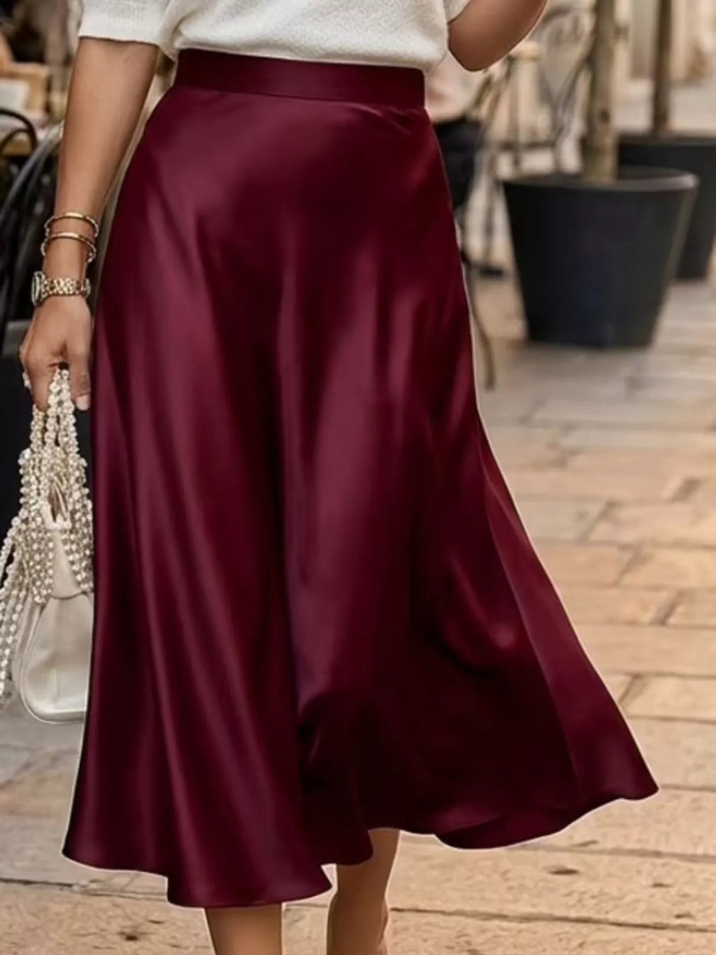 Satin Midi Skirt