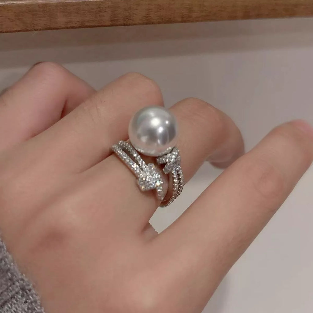 Pearl Zircon Bypass Ring