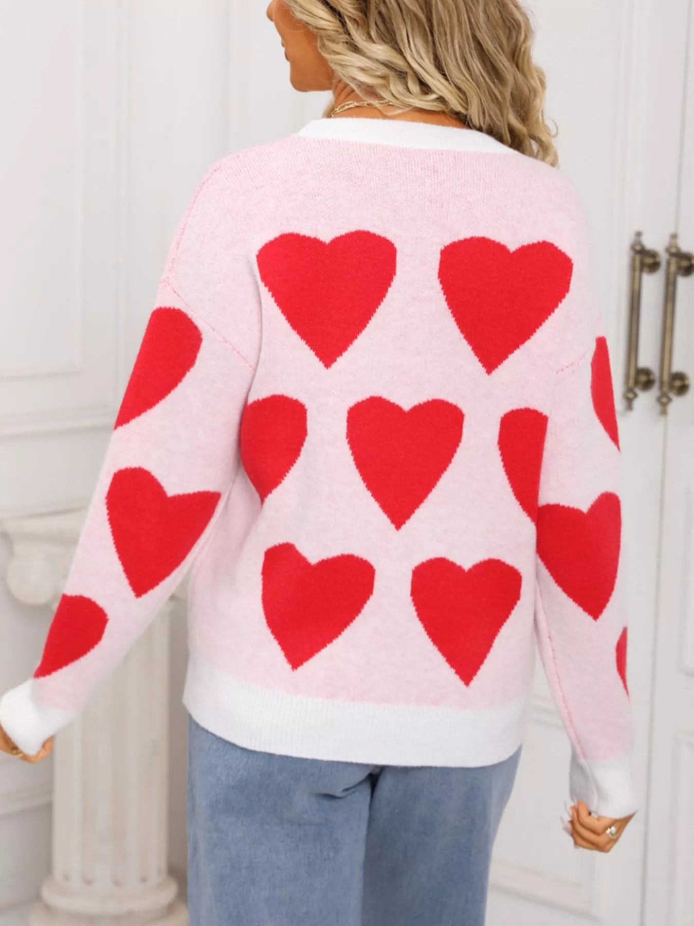 Valentine's Day Heart Round Neck Knitted Sweater