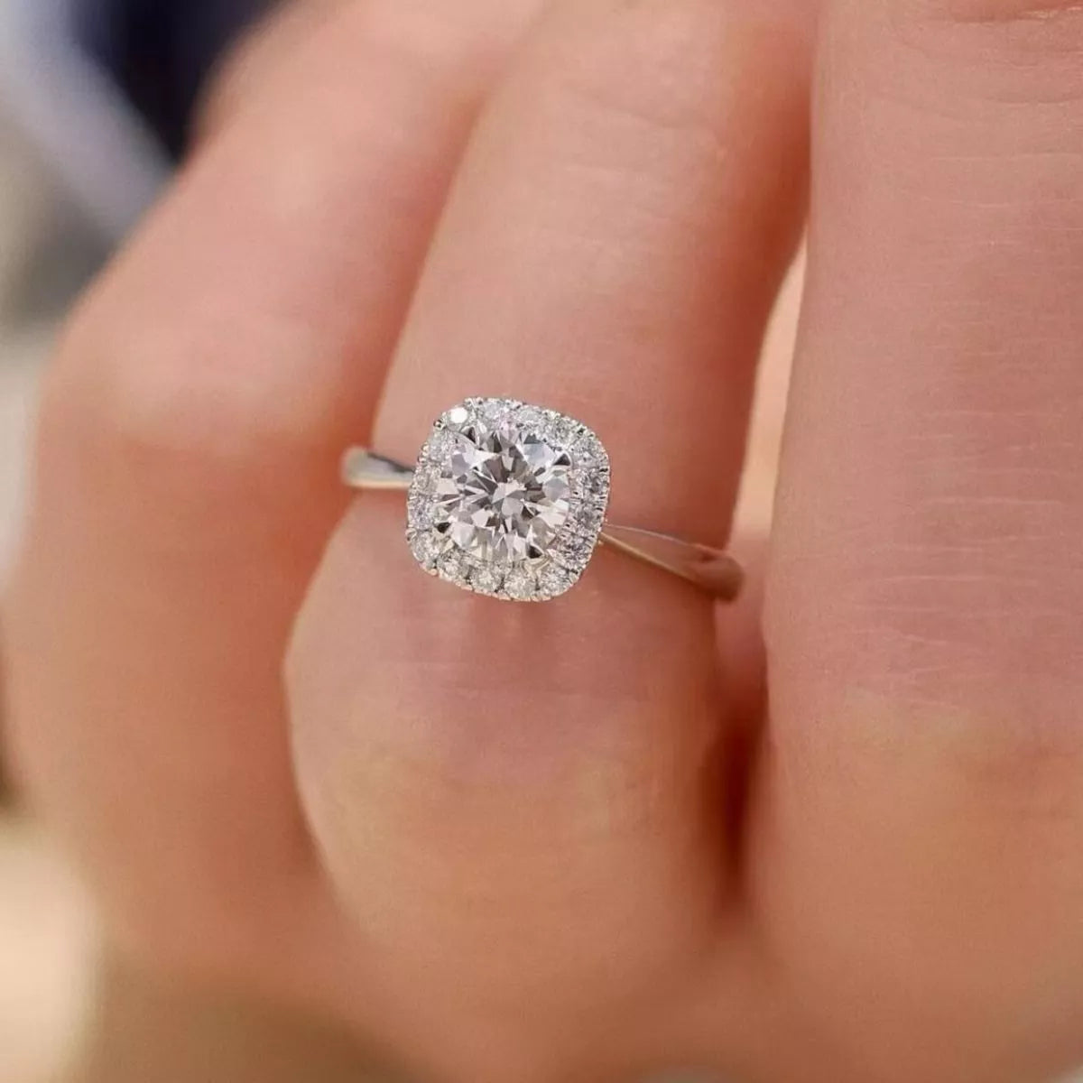 1 Carat 925 Sterling Silver Moissanite Square Ring