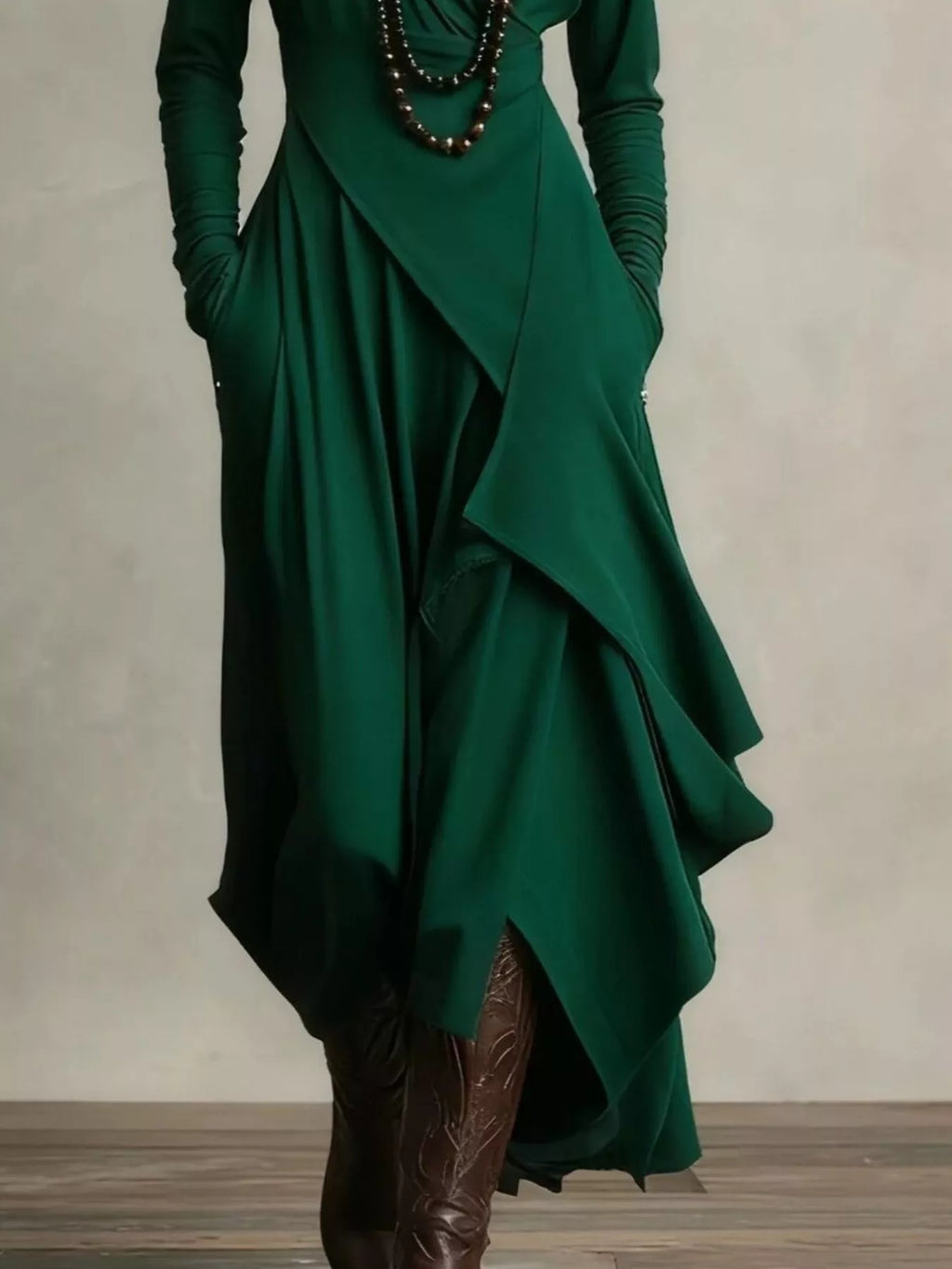 Full Size Asymmetrical Hem Turtleneck Dress Plus Size