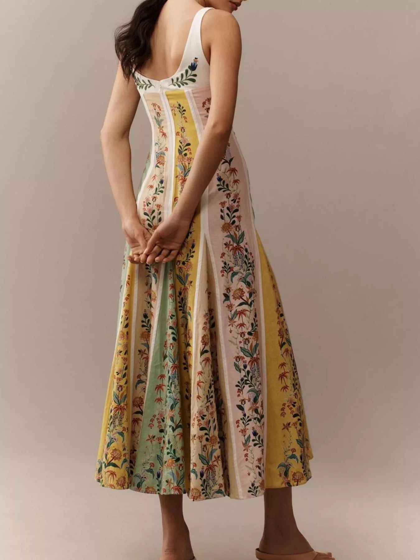 Floral Print Sweetheart Neck Maxi Dress