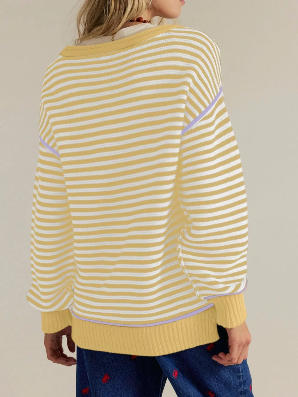 Striped Round Neck Long Sleeve Sweater