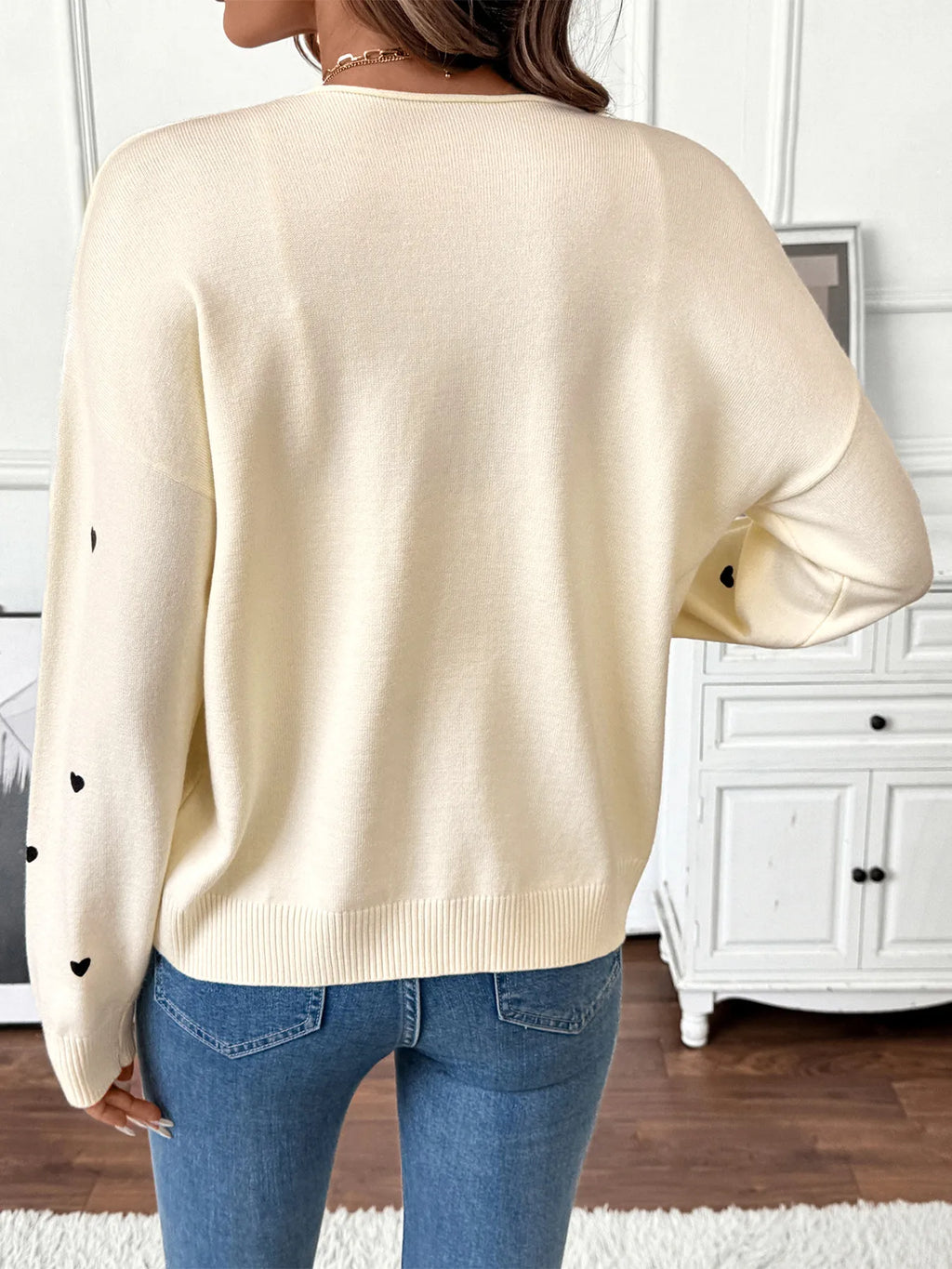 Heart Tie-Front Long Sleeve Cardigan
