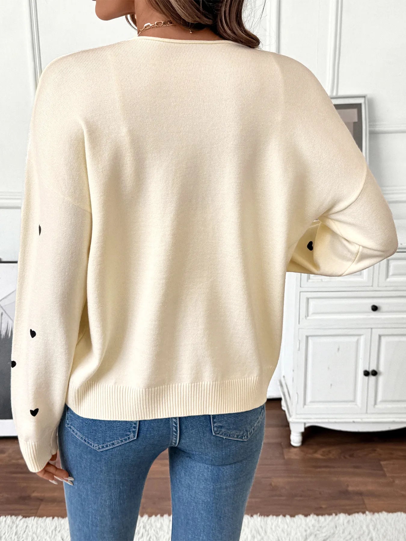 Heart Tie-Front Long Sleeve Cardigan