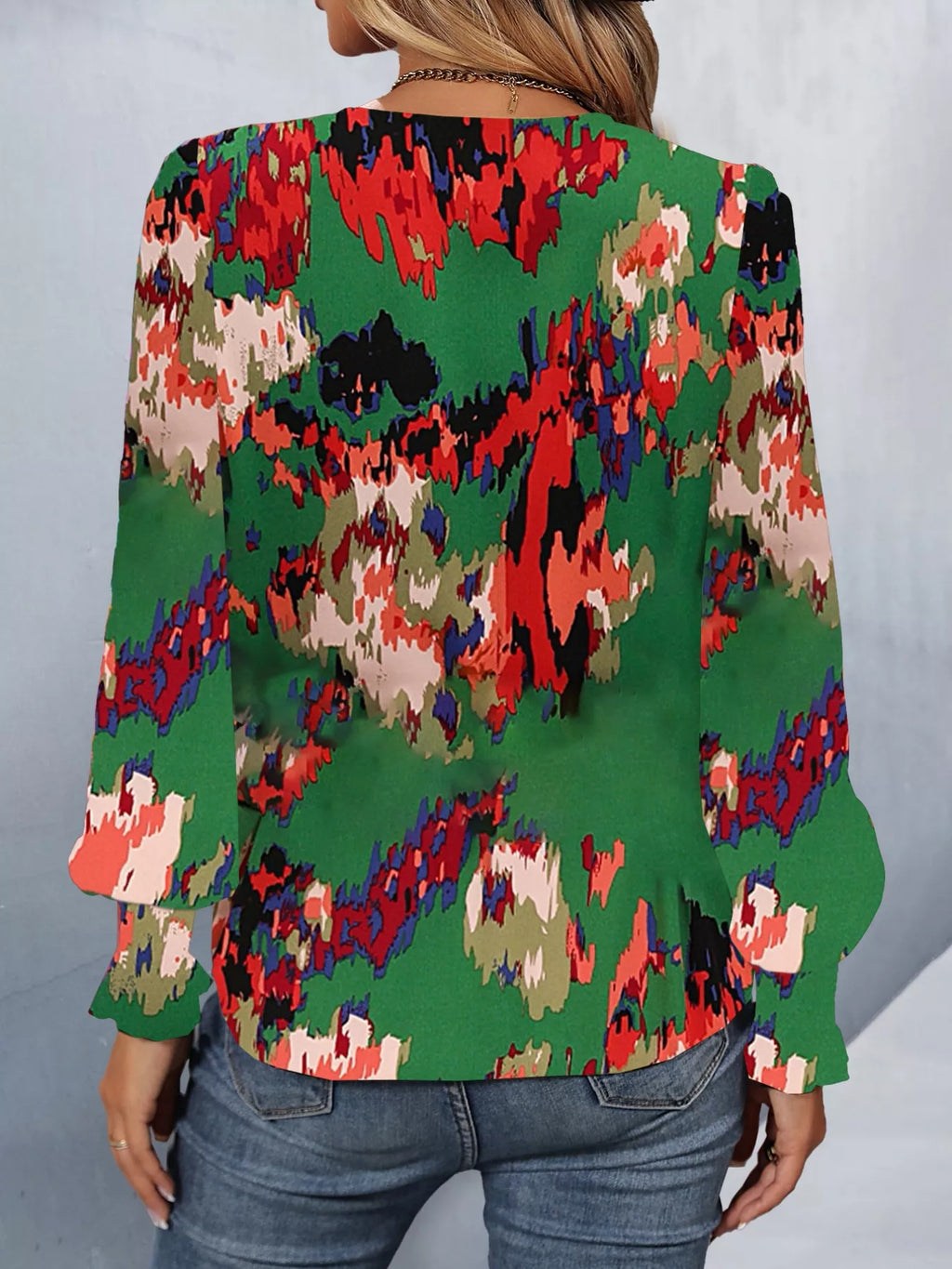 Printed Button Up Long Sleeve Shirt