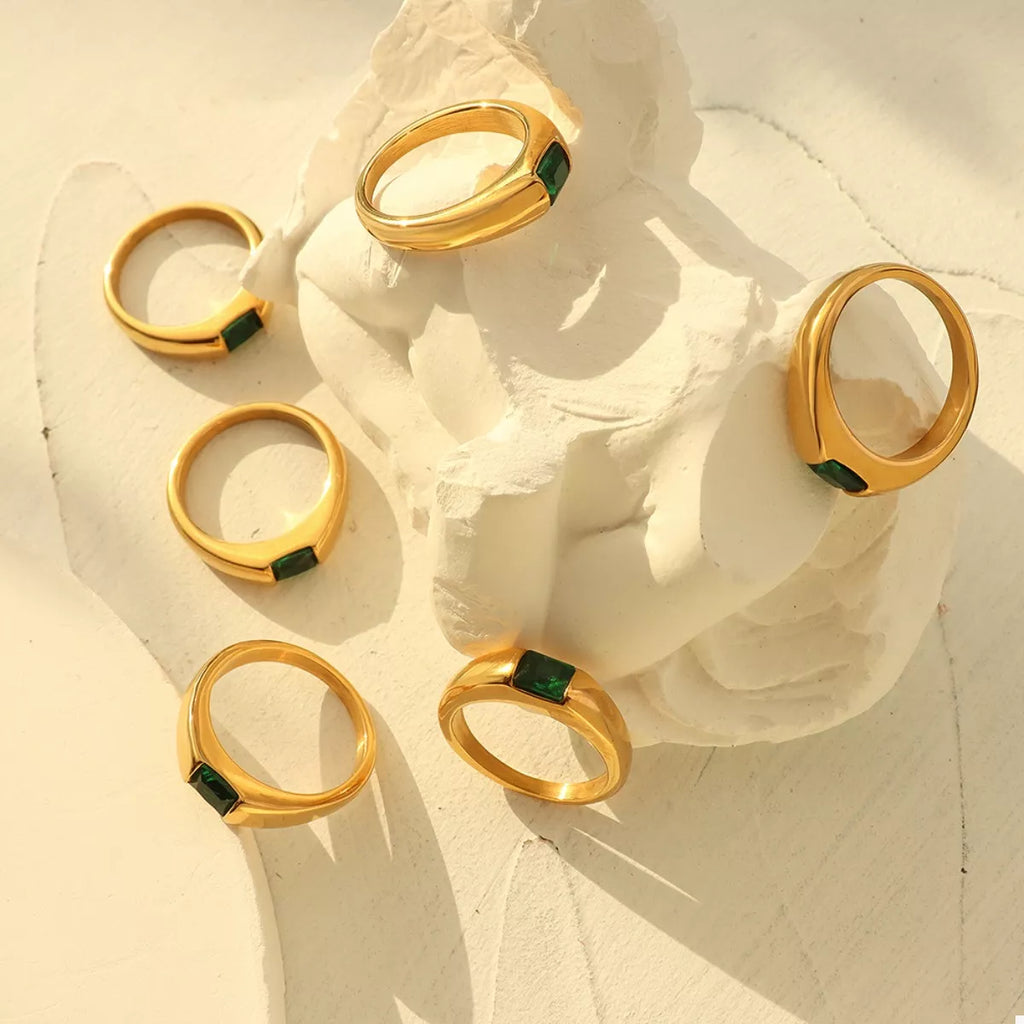 18K Gold-Plated Titanium Steel Zircon Ring