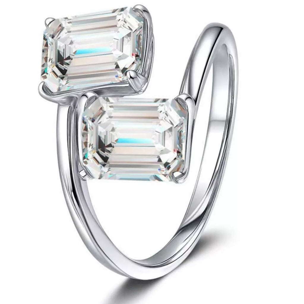 2 Carat Moissanite 925 Sterling Silver Bypass Ring