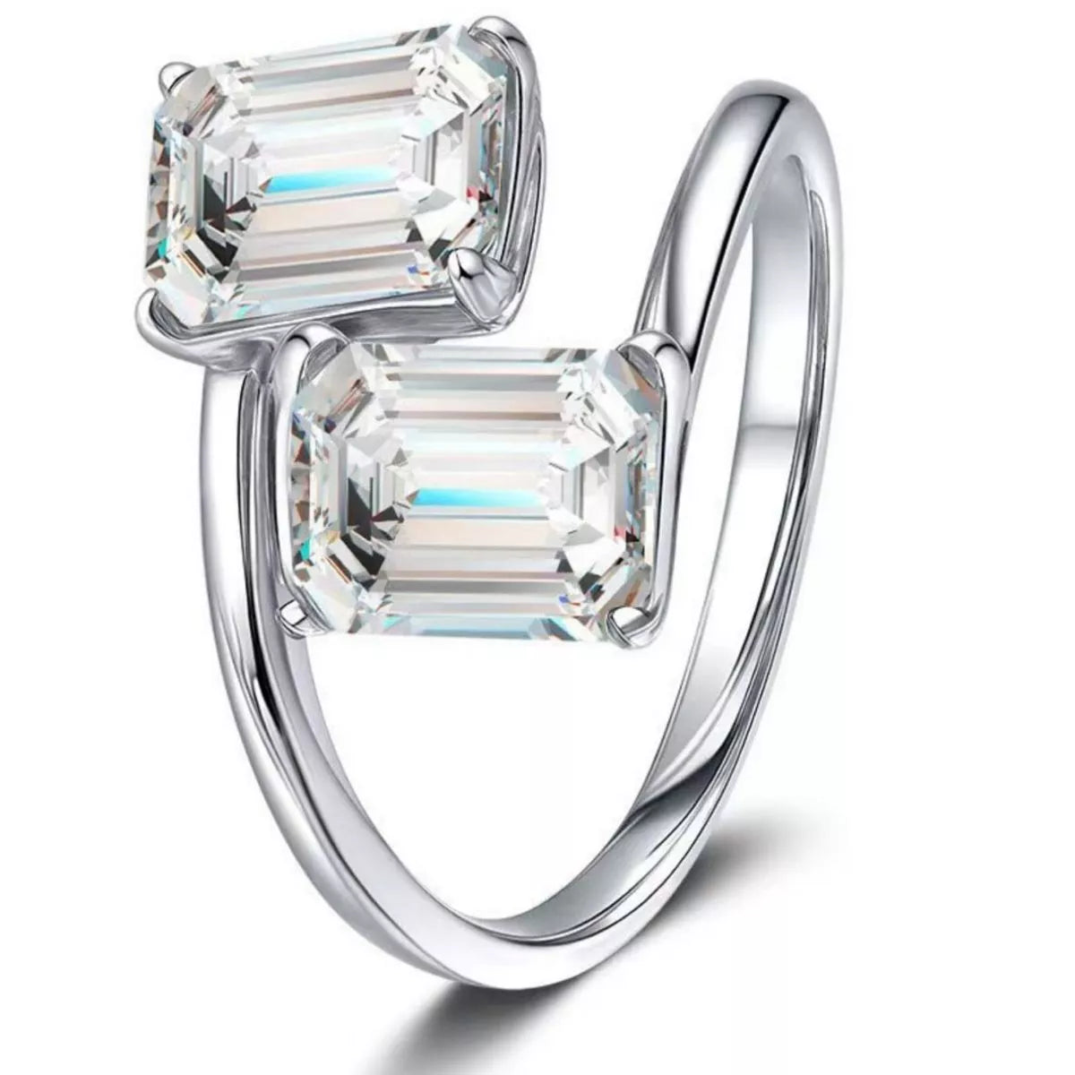 2 Carat Moissanite 925 Sterling Silver Bypass Ring