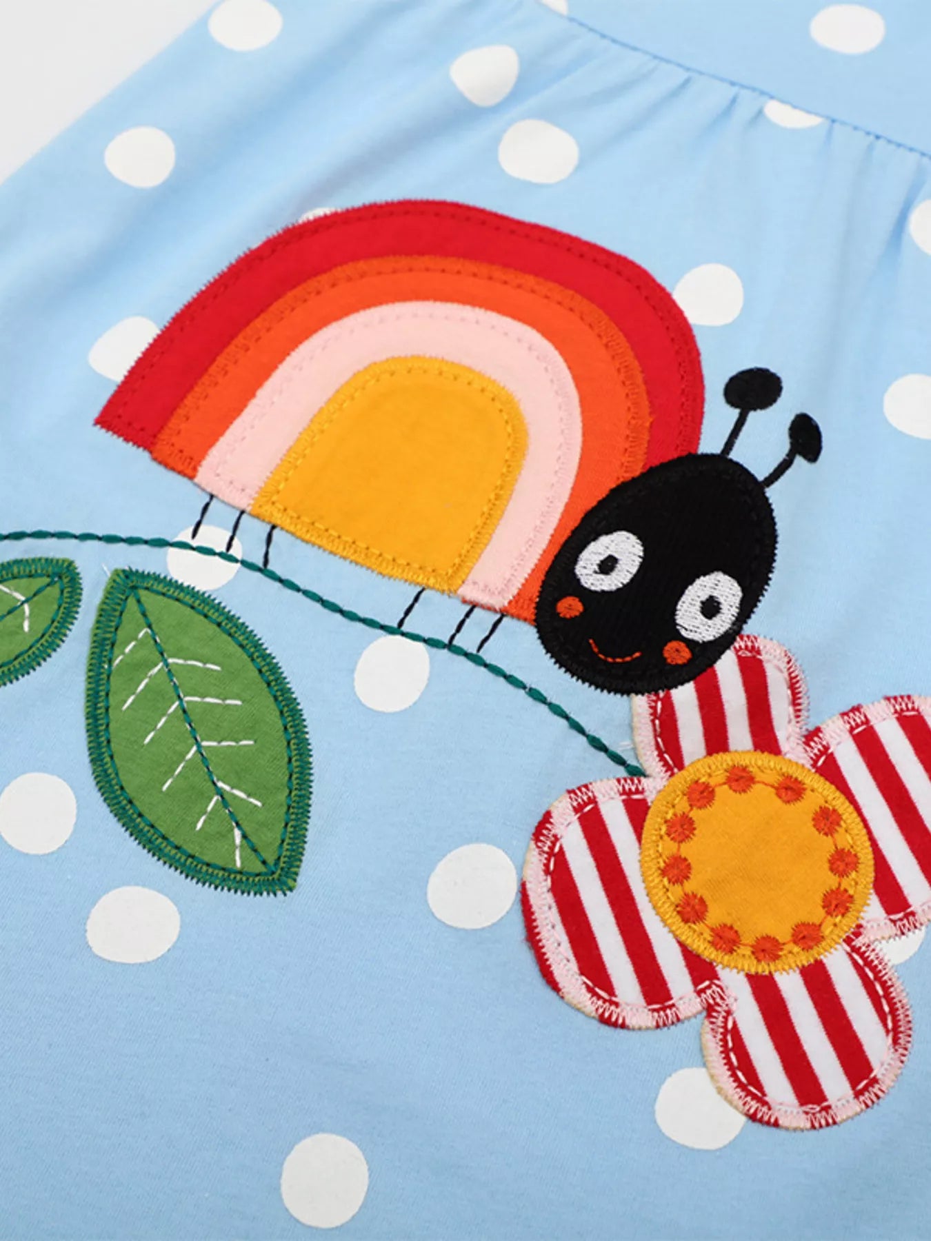 Children's Polka Dot Ladybug Round Neck Dress