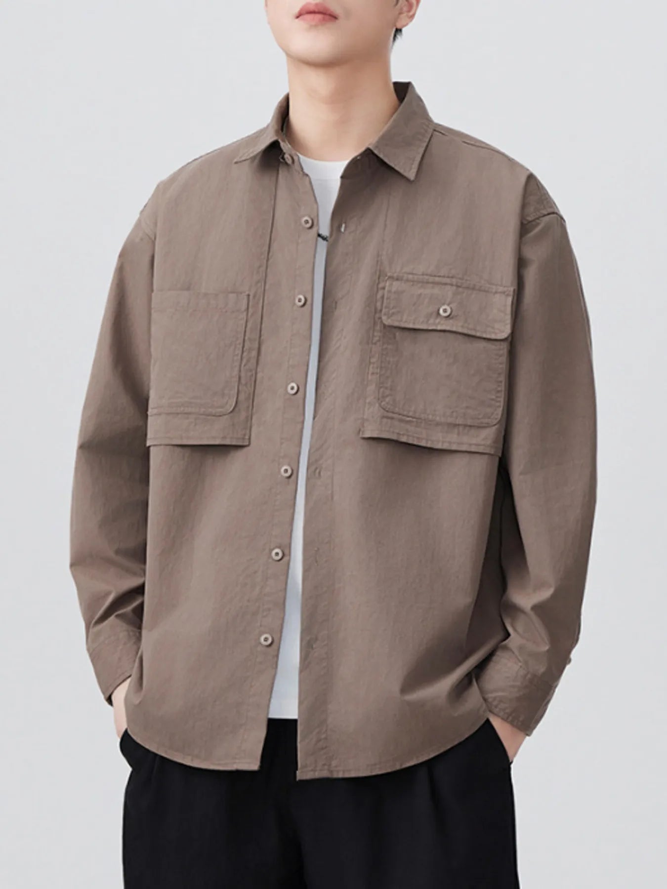 Men's Plus Size Button Up Long Sleeve Shirt