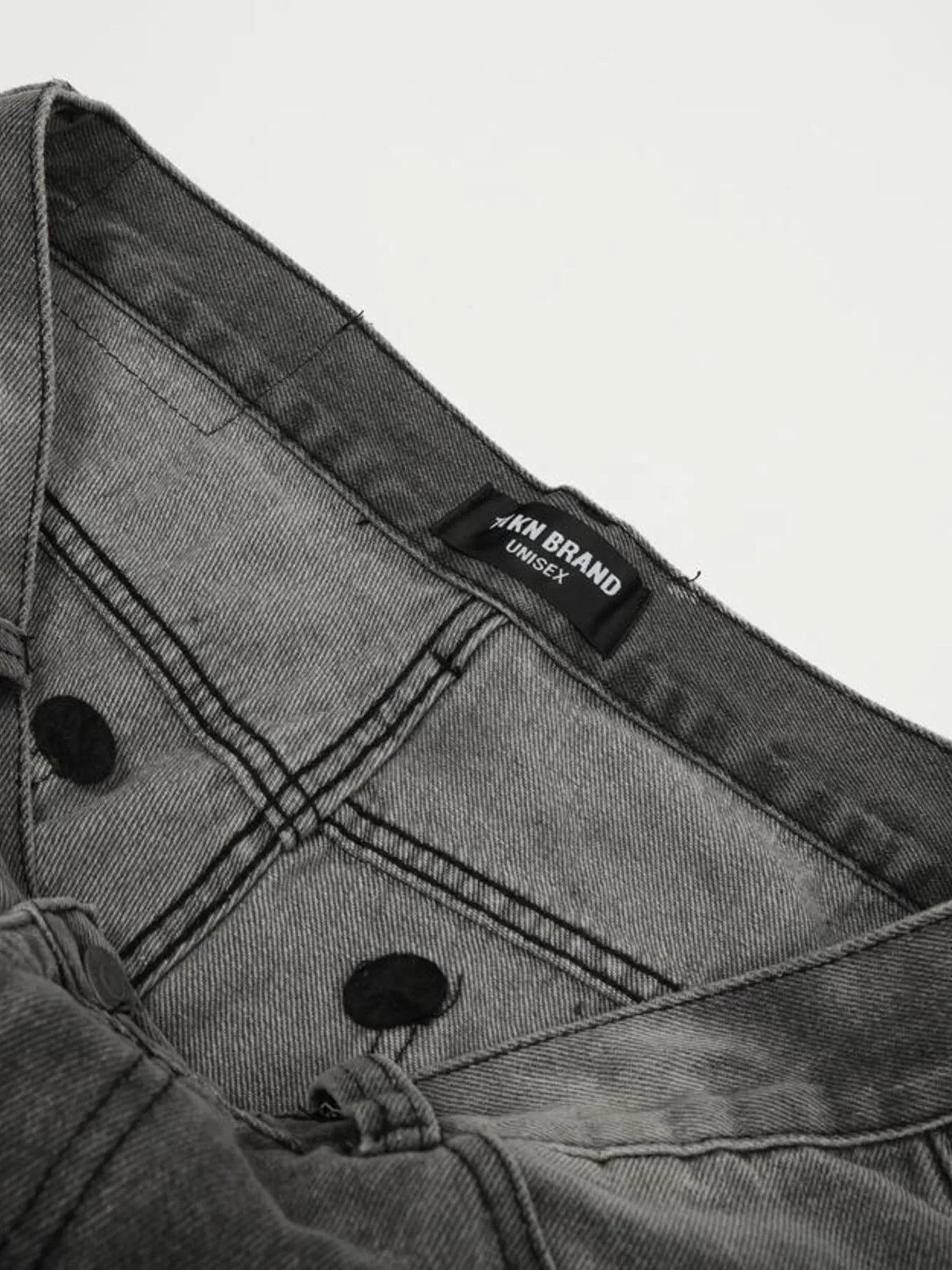 Men's Vintage Washed Distressed Wide-Leg Jeans