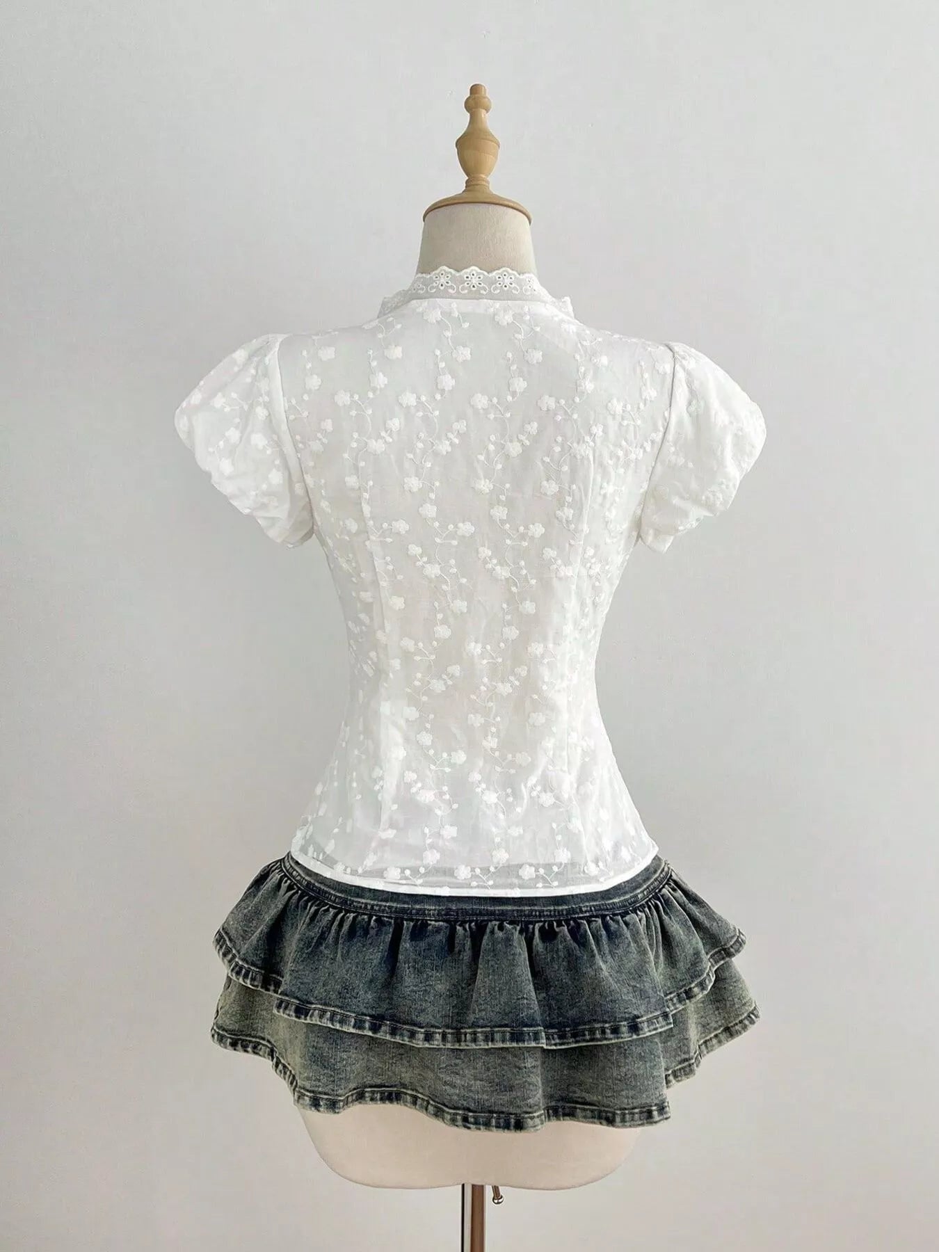 Lace Detail Bow Front Blouse