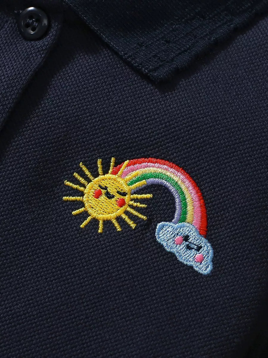 Children's Embroidered Rainbow Polo Dress