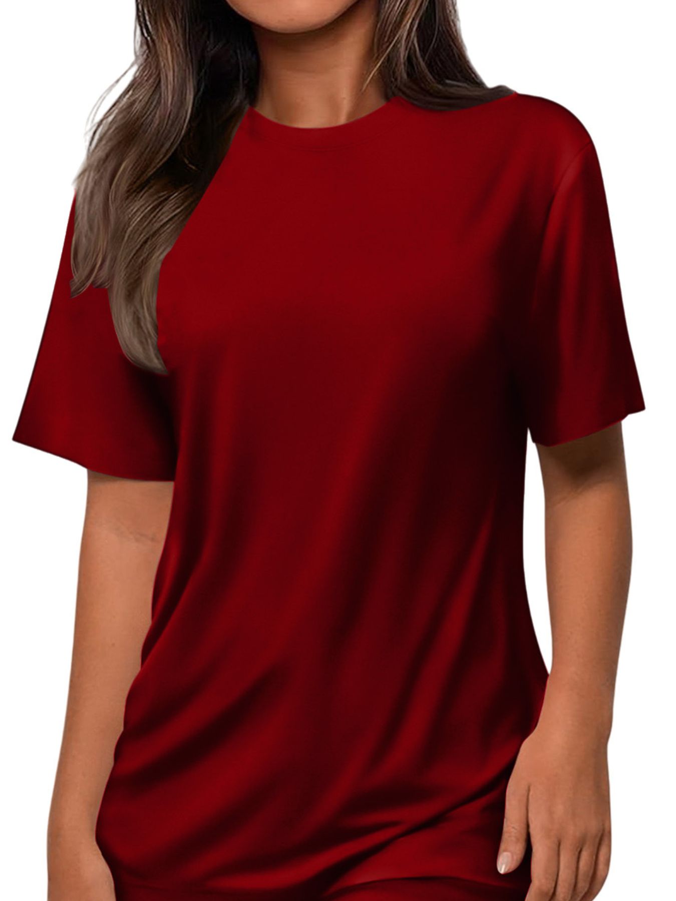 Round Neck Short Sleeve Top and Shorts Set