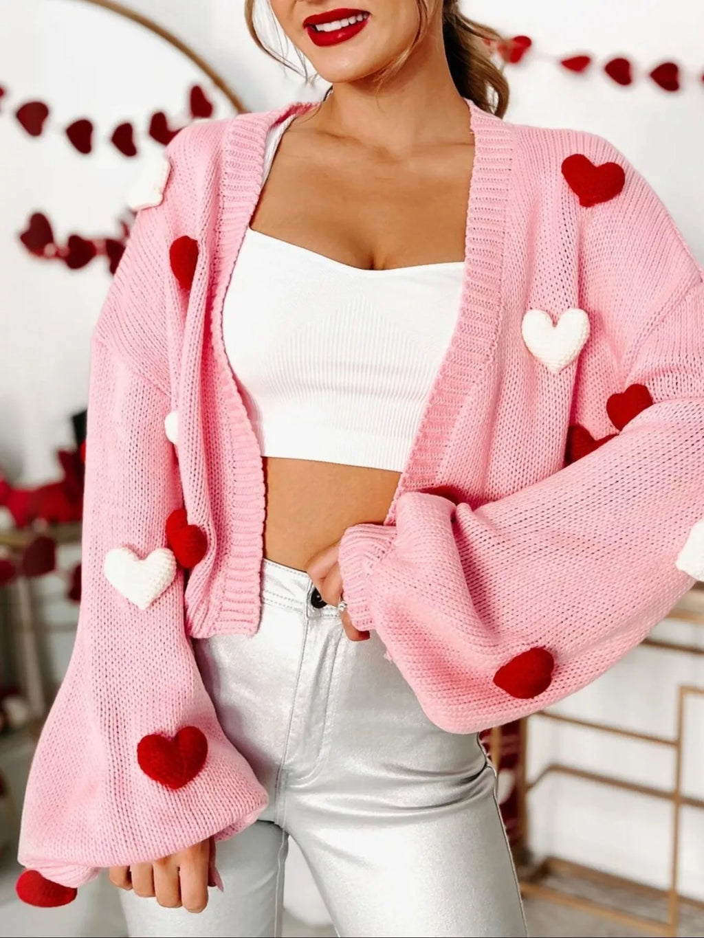 Heart Open Front Cardigan
