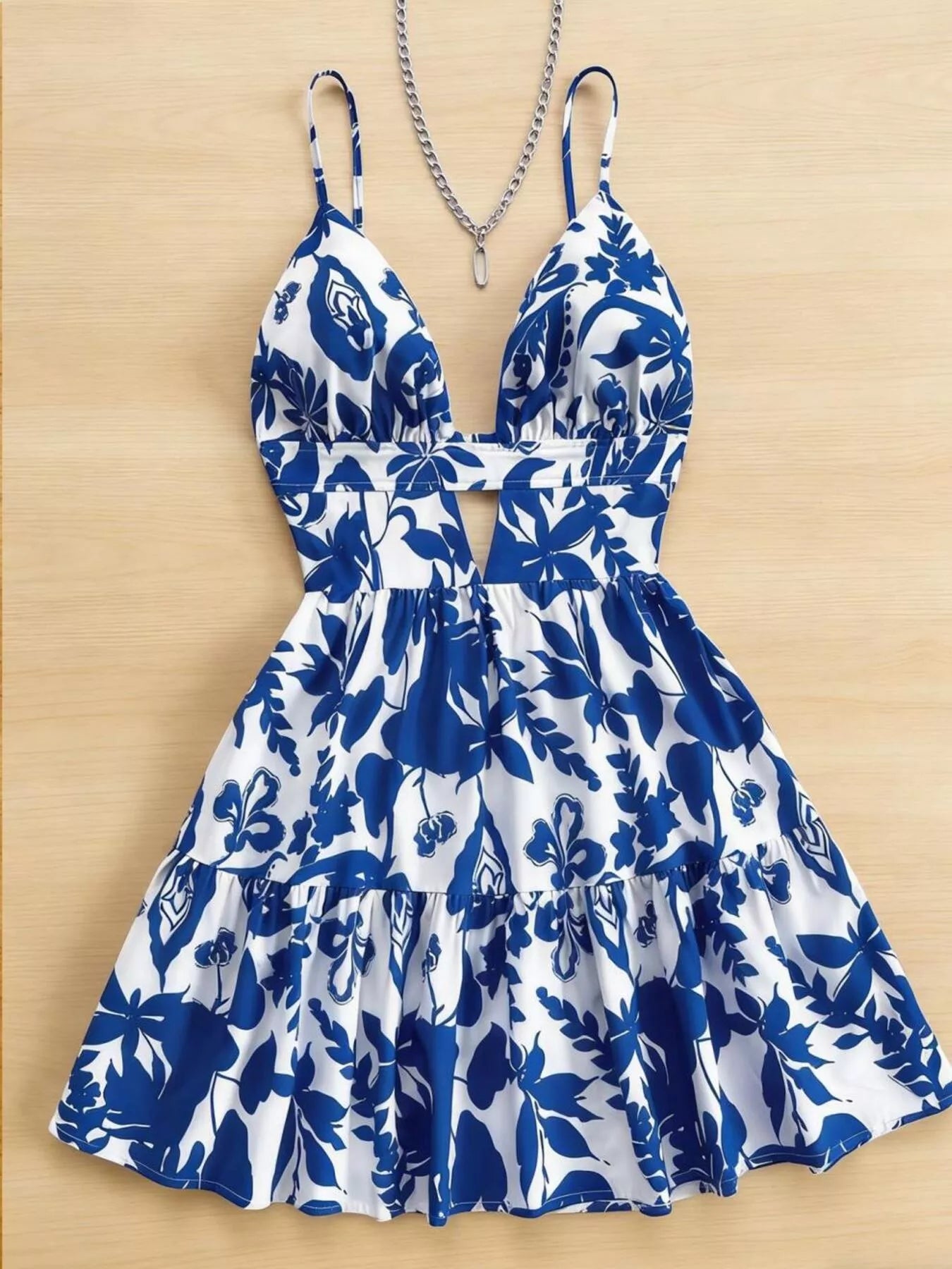 Floral Print V-Neck Tiered Mini Dress