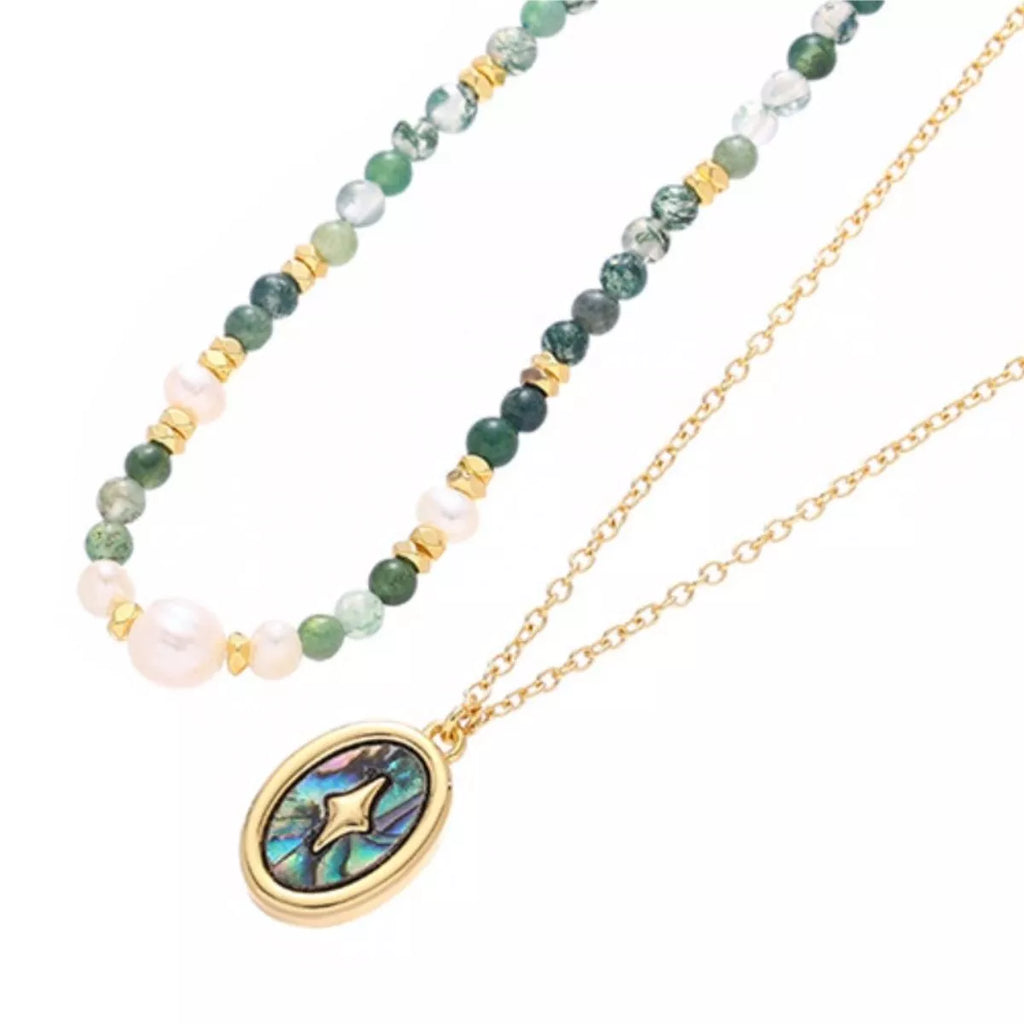 2 Piece Freshwater Pearl 18K Gold-Plated Pendant Necklace