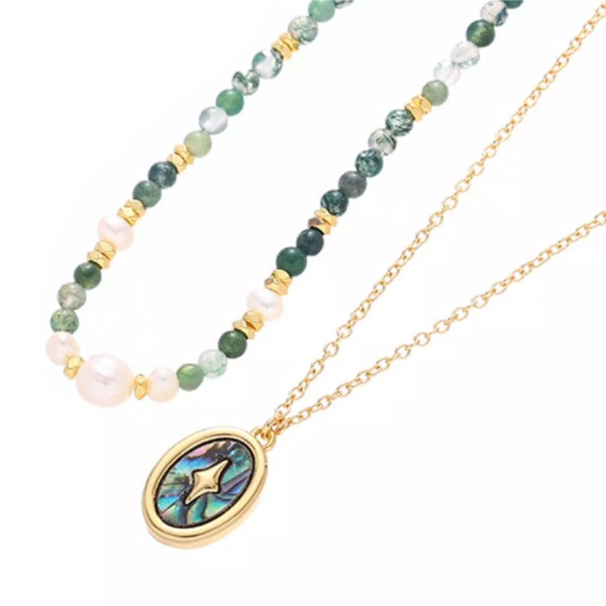 2 Piece Freshwater Pearl 18K Gold-Plated Pendant Necklace