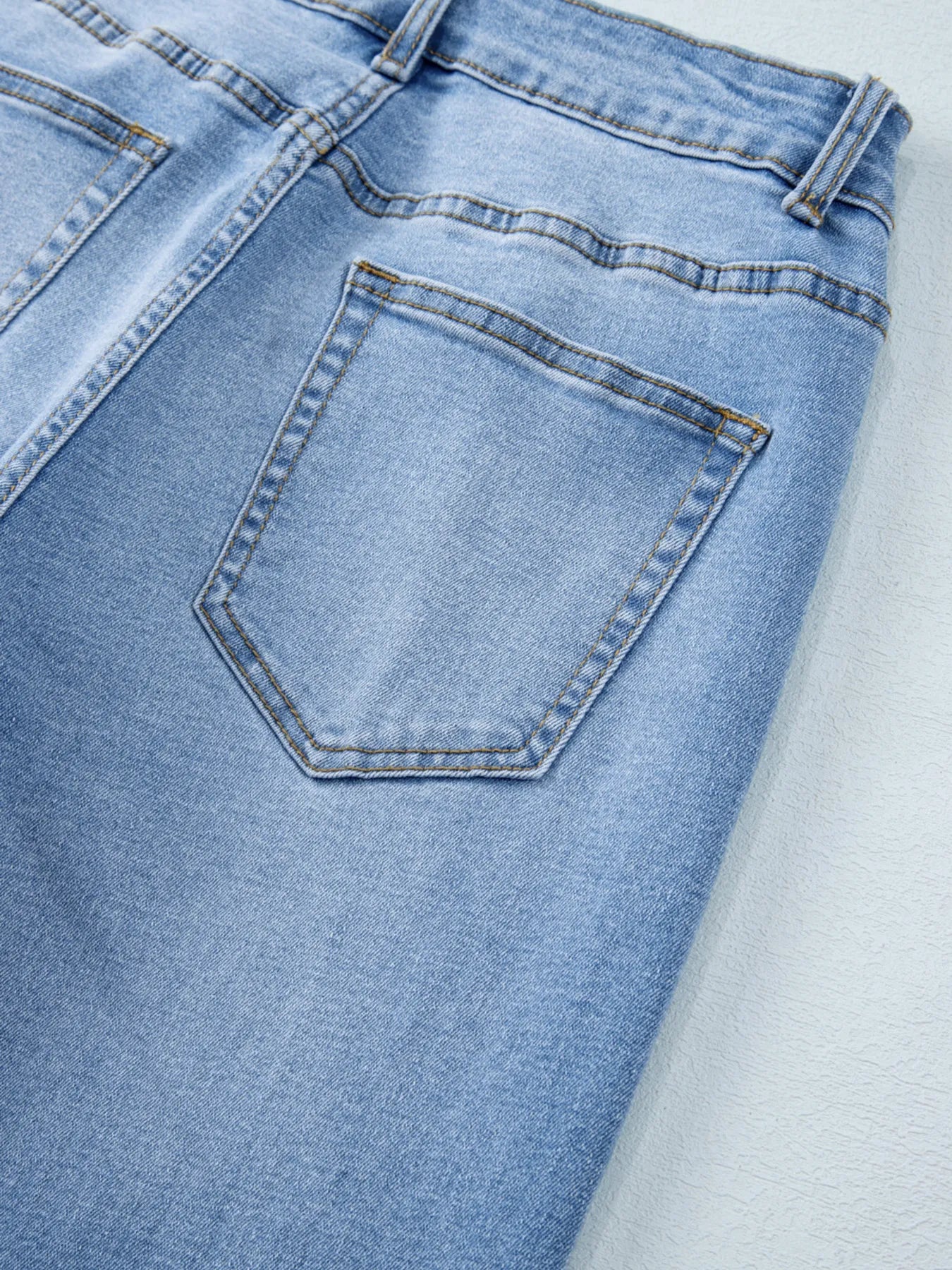 High Waist Wide Leg Washed Jeans