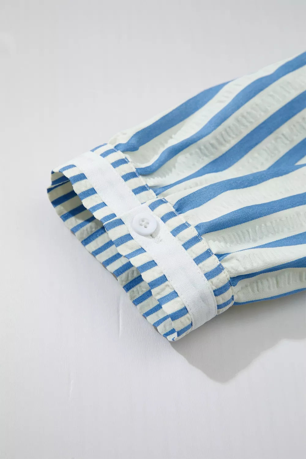 Stripe 3/4 Sleeve Collared Neck Blouse