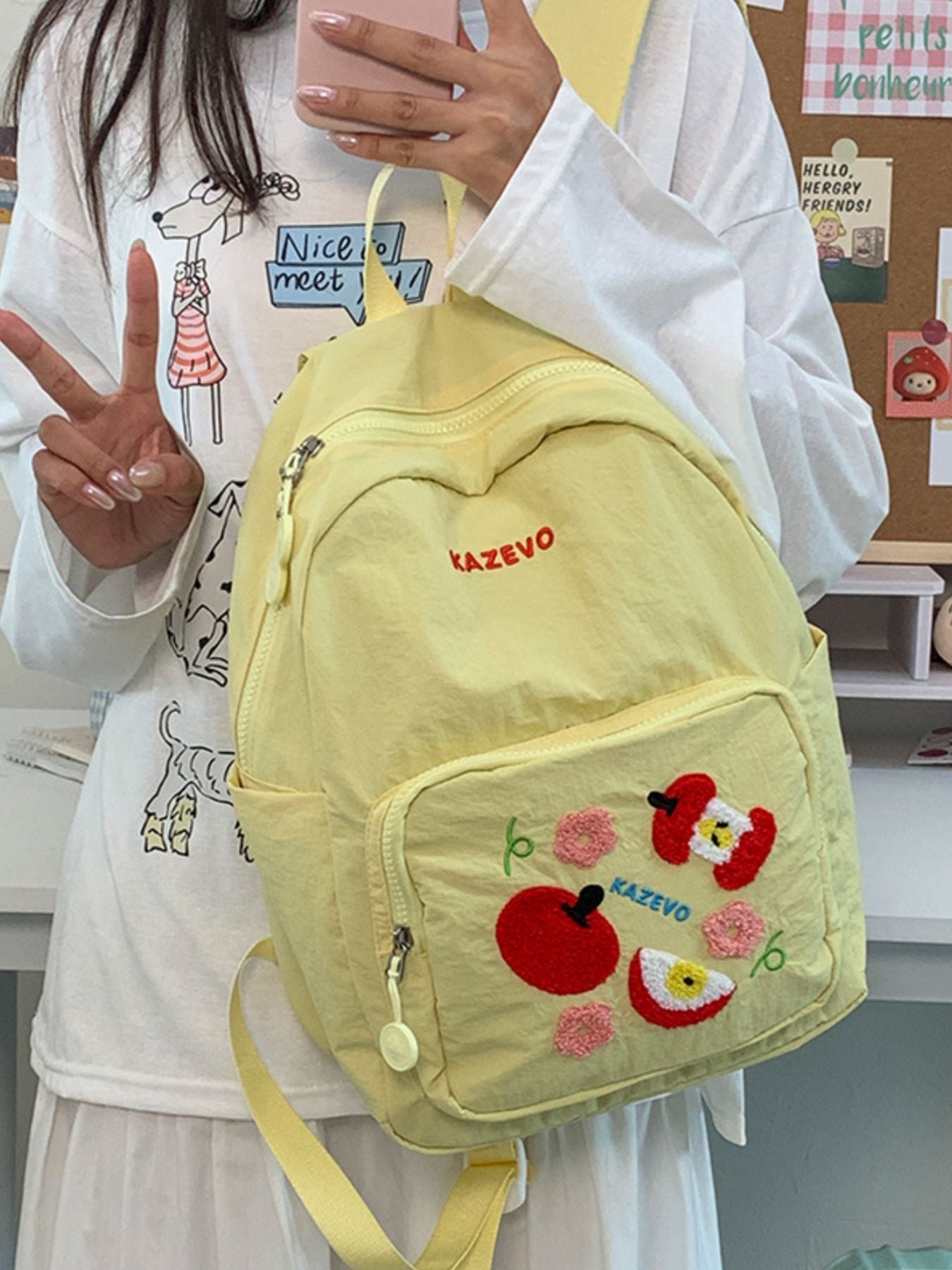 Embroidered Lightweight Backpack Bag