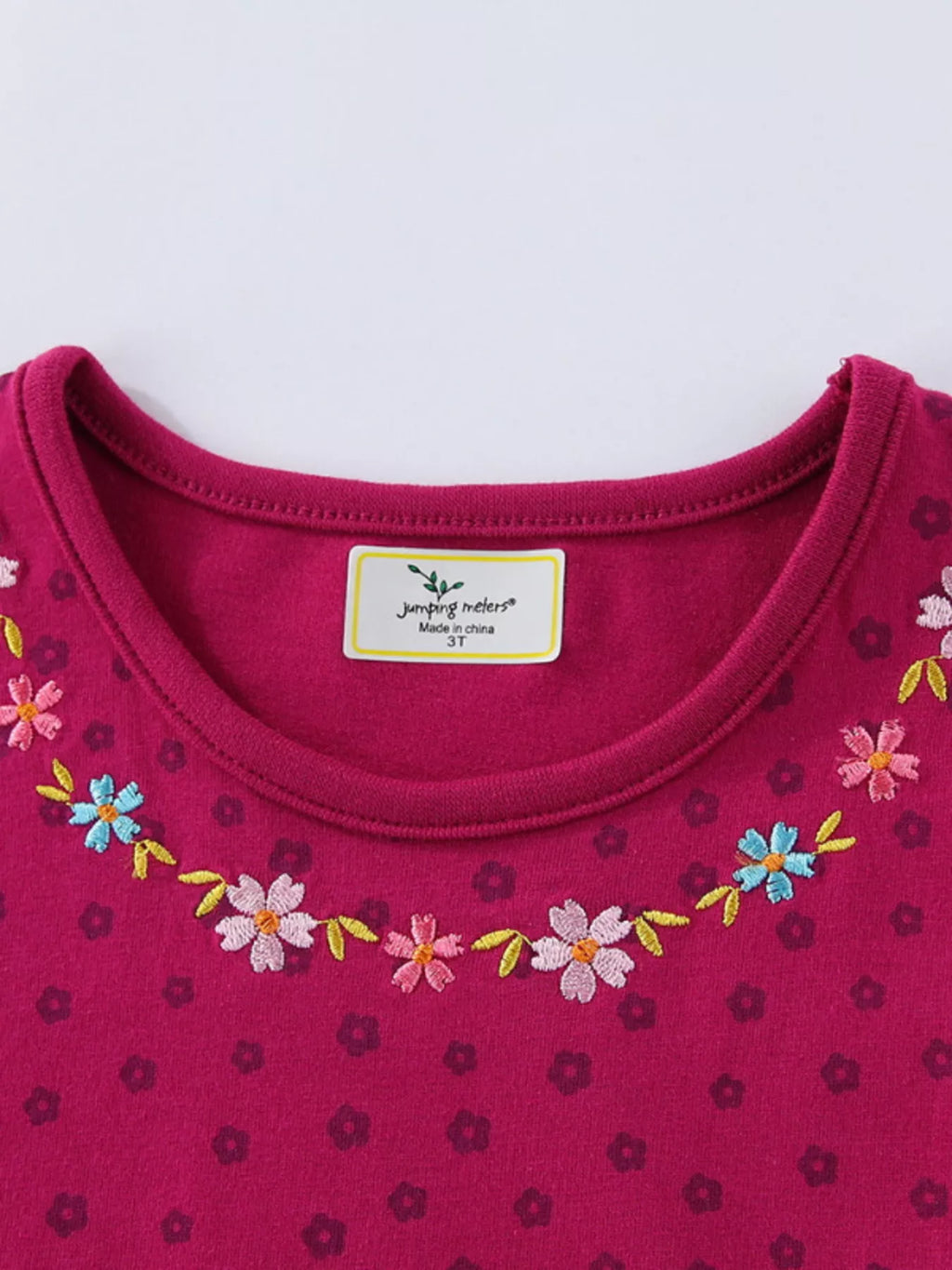 Children's Floral Embroidered Bird Applique Dress