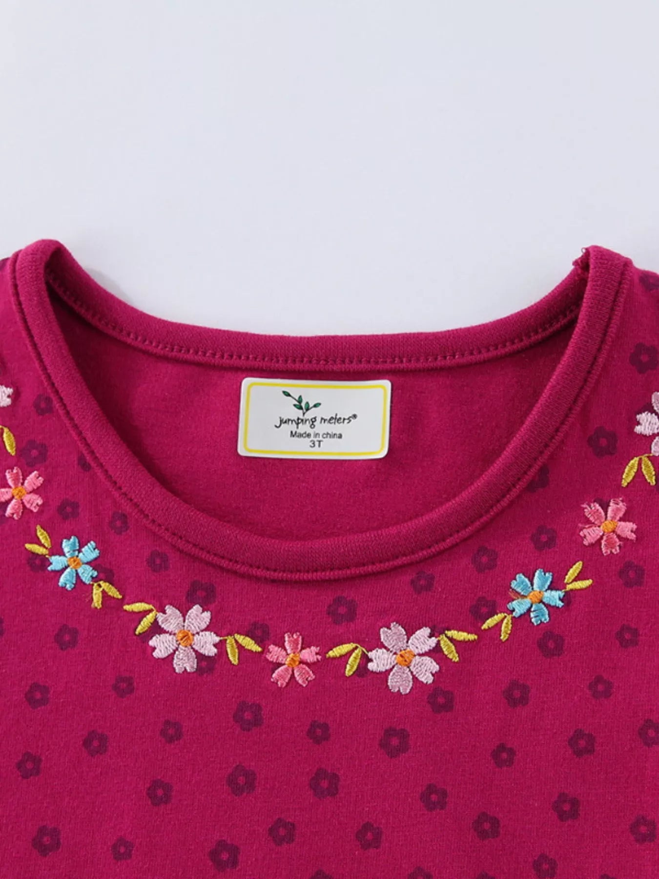 Children's Floral Embroidered Bird Applique Dress