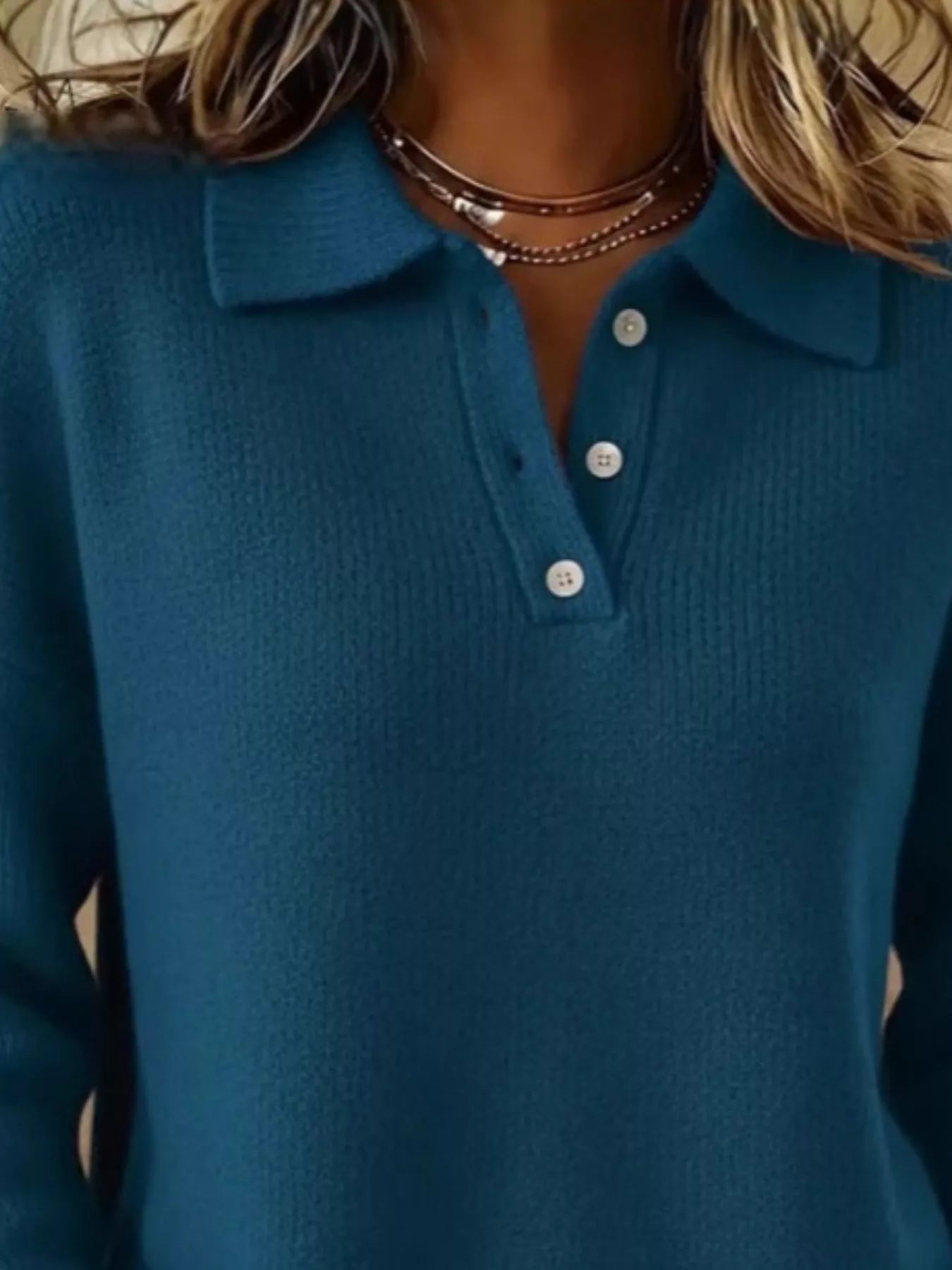 Full Size Button Detail Drop Shoulder Sweater Plus Size