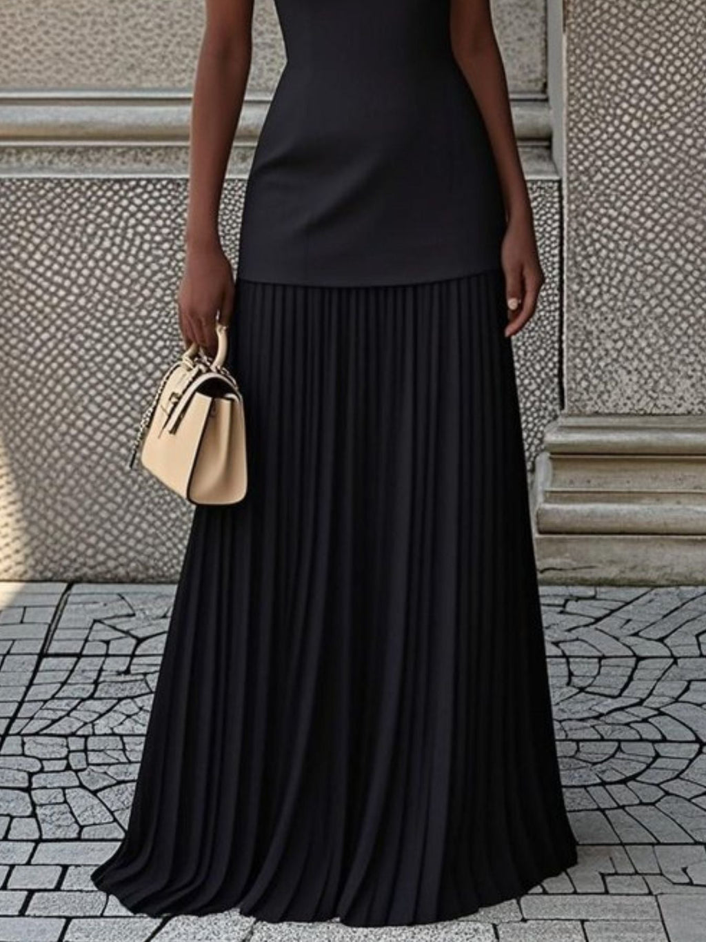 Full Size Sleeveless Top and Pleated Maxi Skirt Set Plus Size