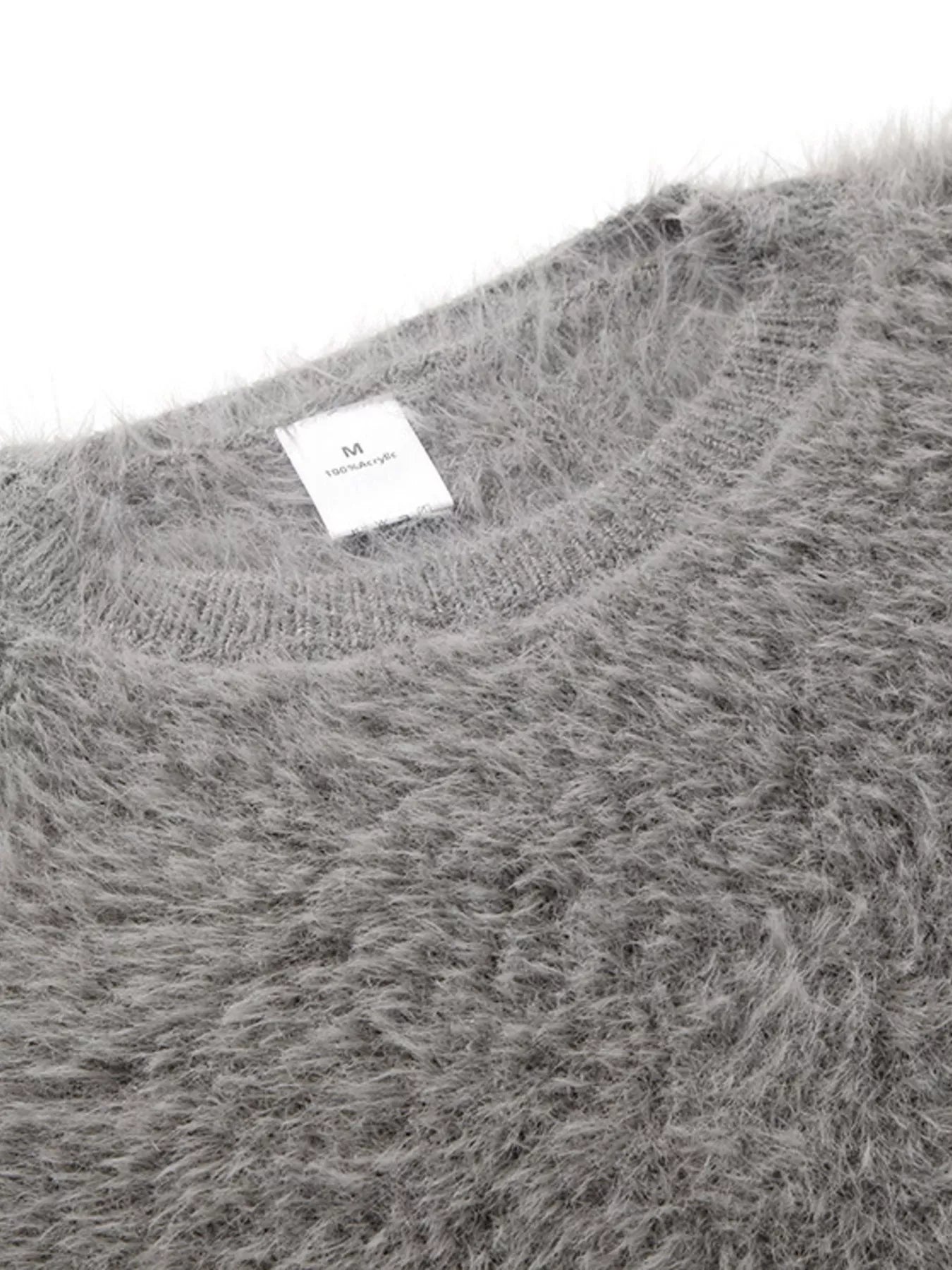 Fuzzy Round Neck Long Sleeve Sweater