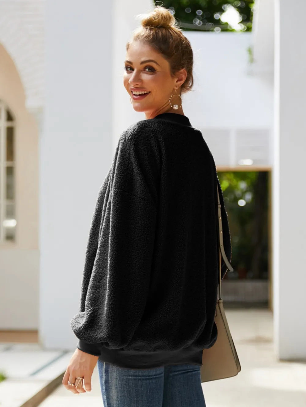 Ivy Lane Mock Neck Dropped Shoulder Sweatshirt