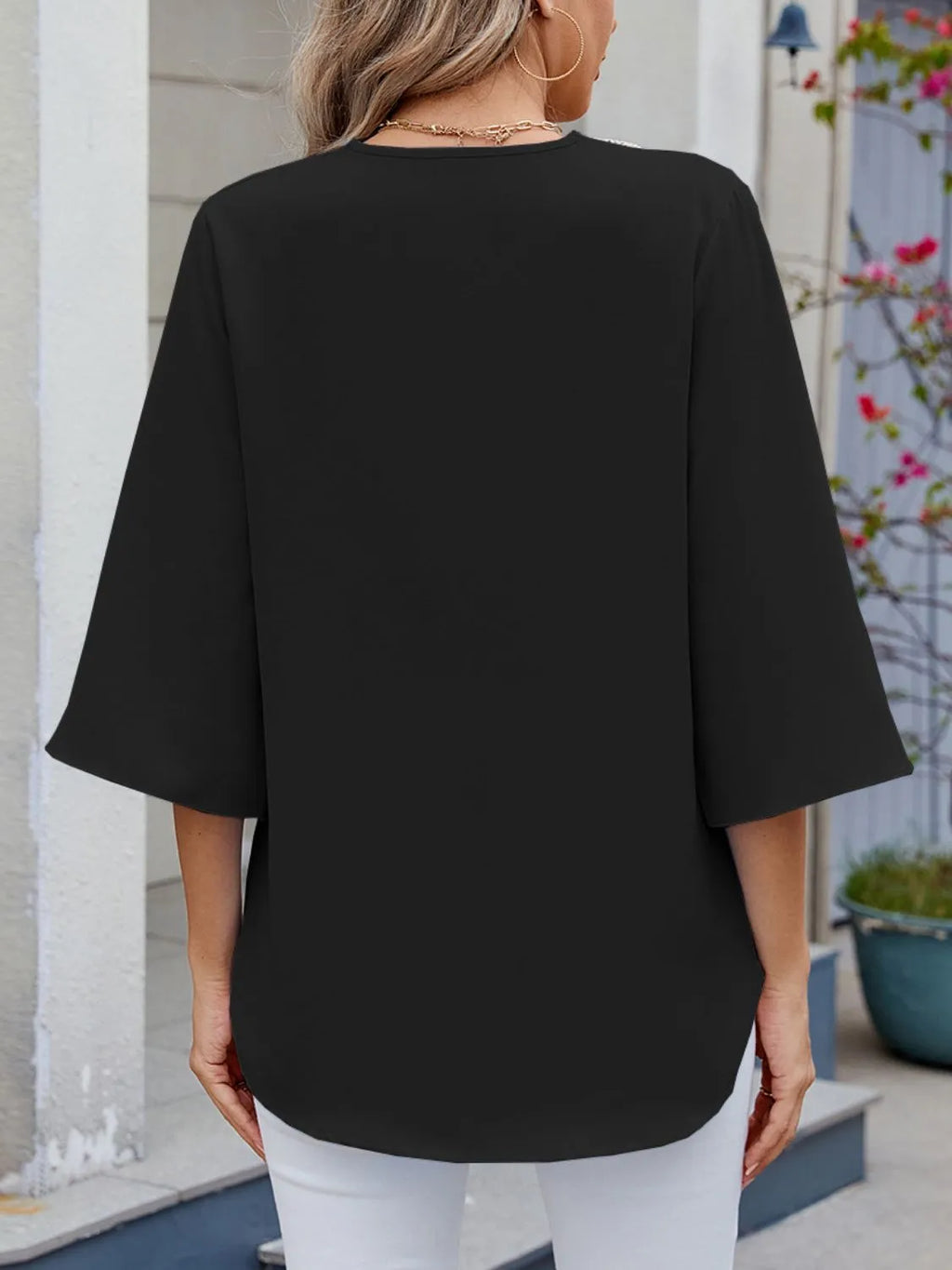 V-Neck 3/4 Sleeve Blouse