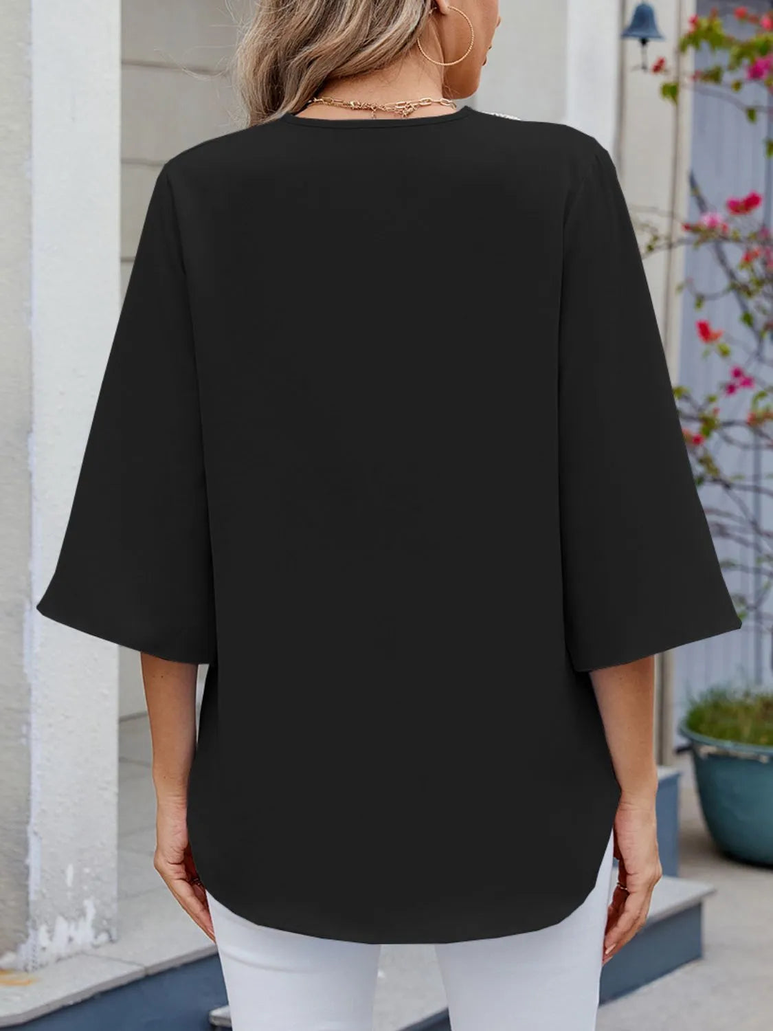V-Neck 3/4 Sleeve Blouse