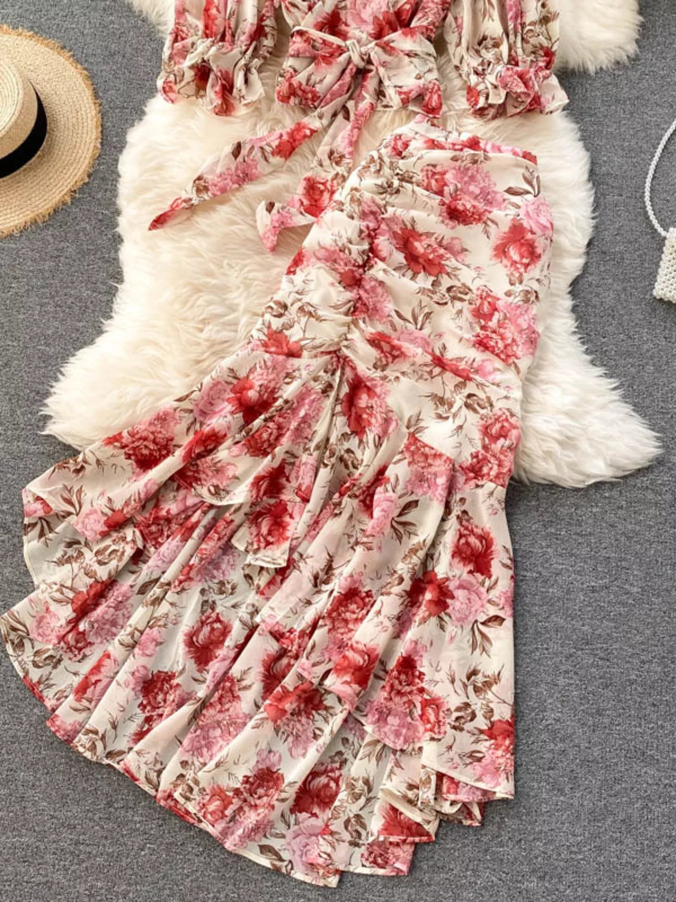 Floral Print Crop Top and Skirt Set