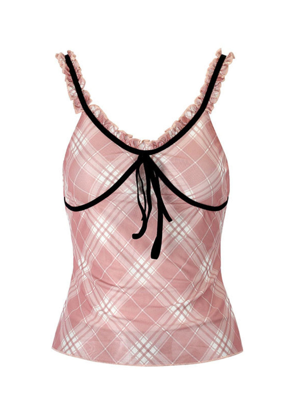 Plaid Ruffle Trim Cami