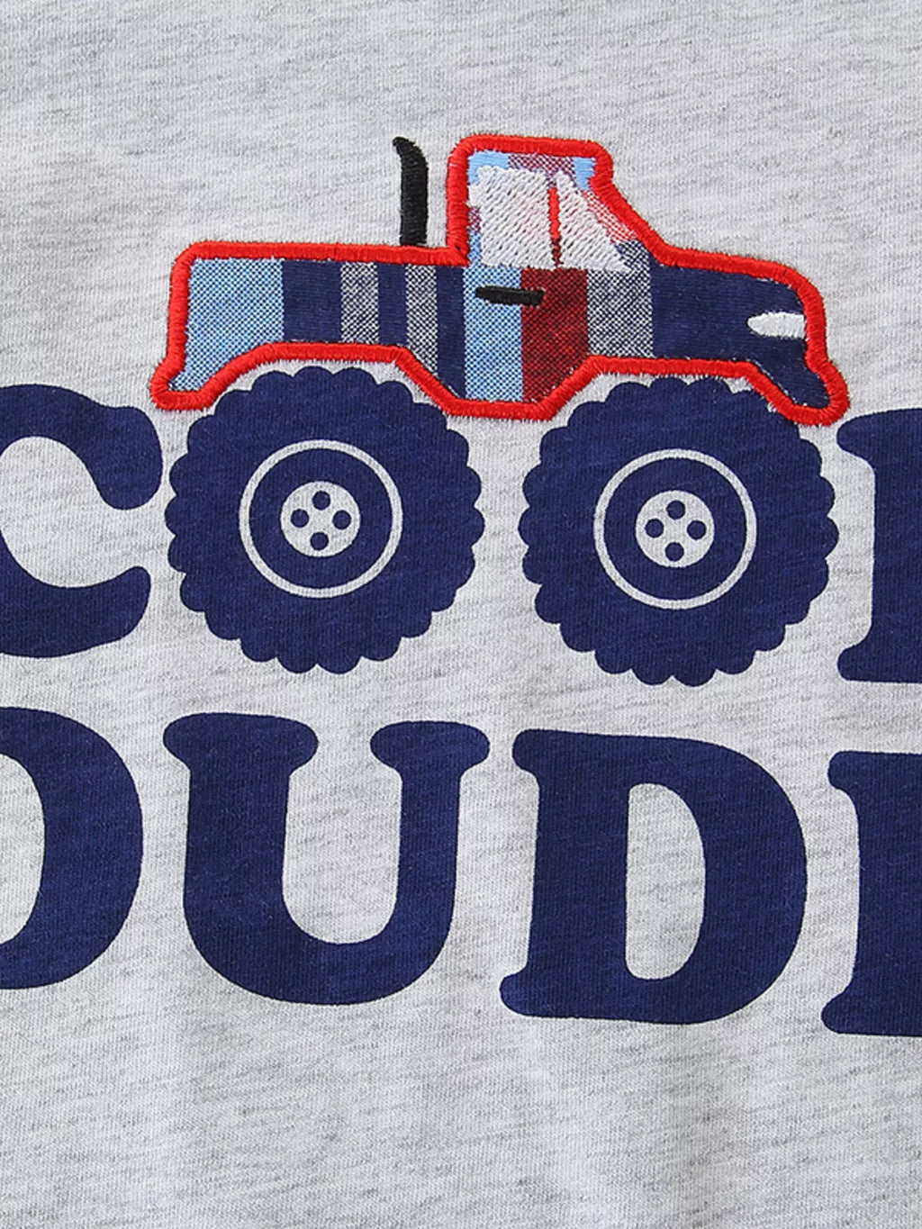 Children's Cool Dude Monster Truck Graphic Tee and Plaid Shorts Set