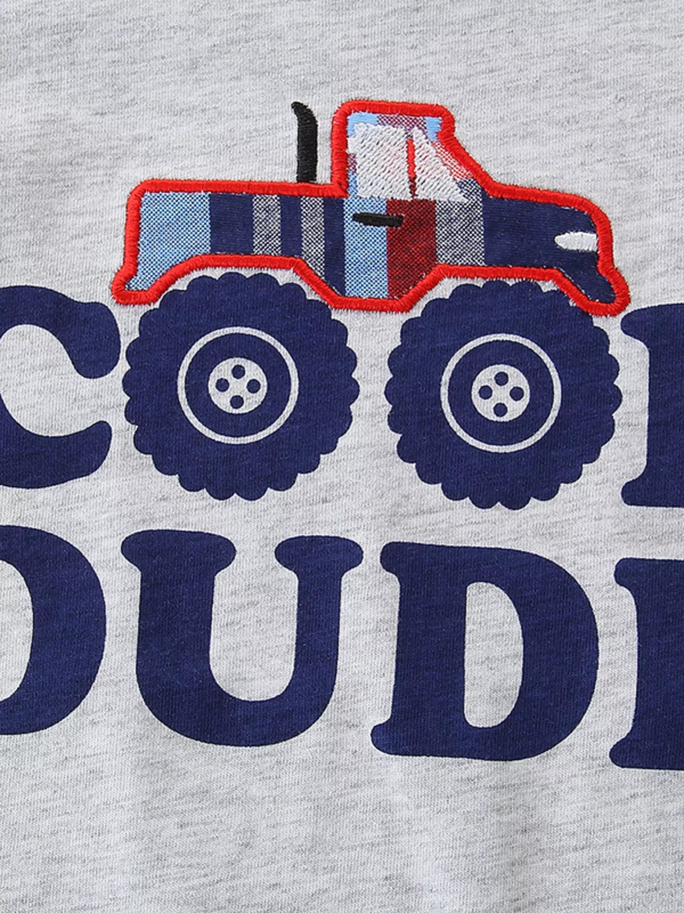 Children's Cool Dude Monster Truck Graphic Tee and Plaid Shorts Set