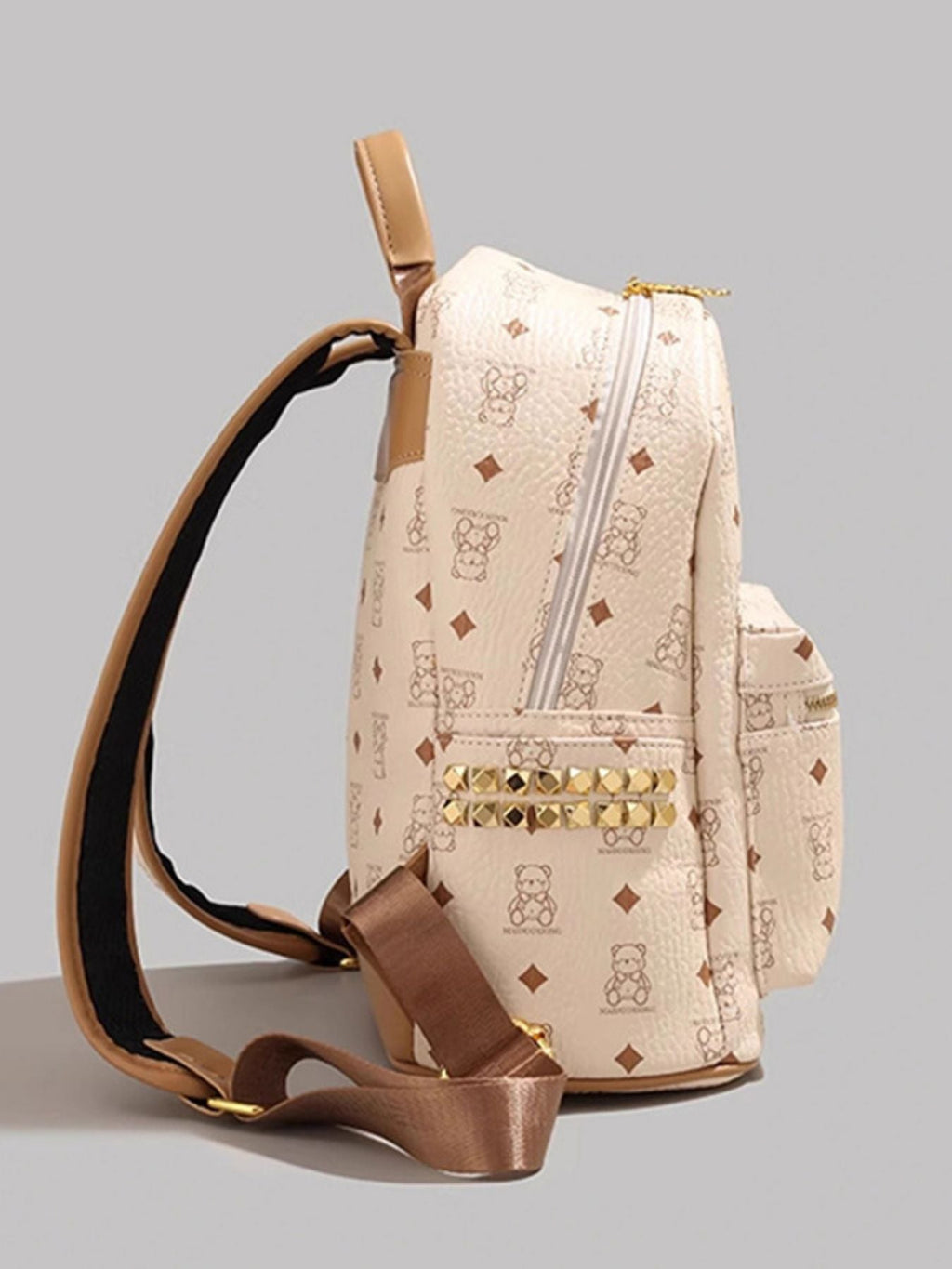 Bear Pattern Leather Backpack Bag