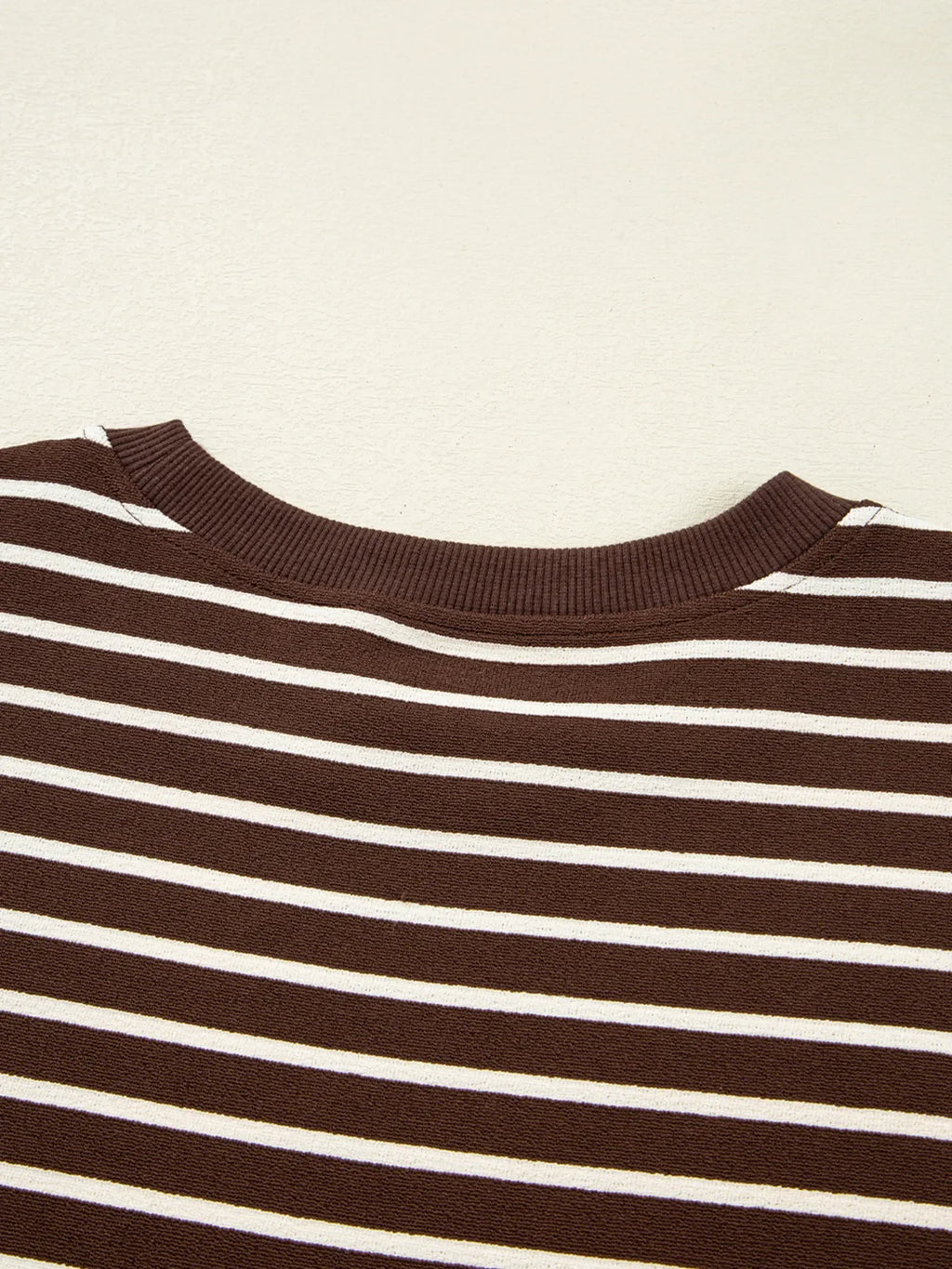 Stripe Cropped Crew Neck Long Sleeve T Shirt