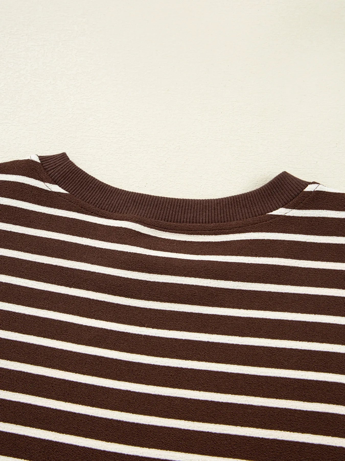 Stripe Cropped Crew Neck Long Sleeve T Shirt